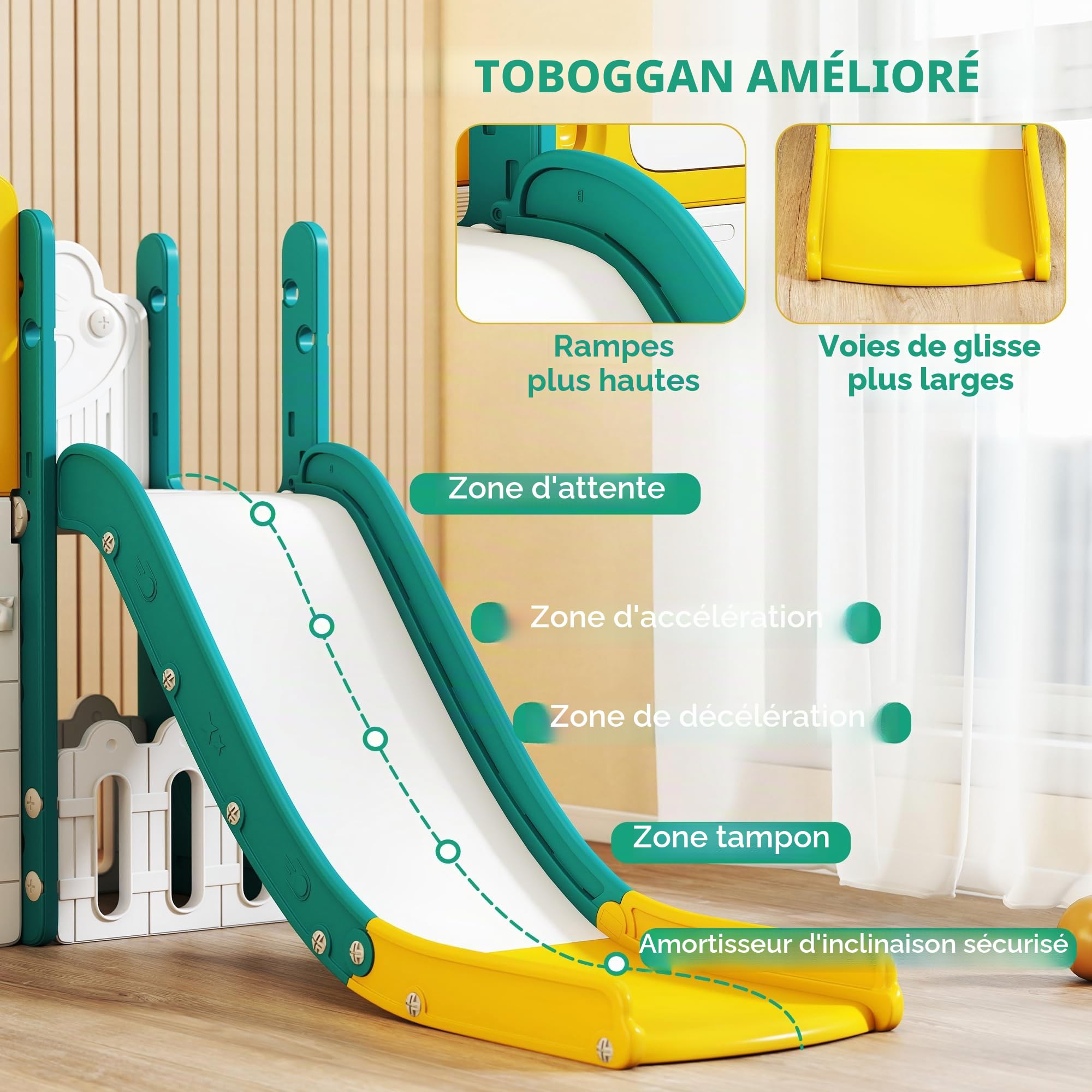 AIYAPLAY Toboggan Enfant avec Panier de Basket 1-3 Ans