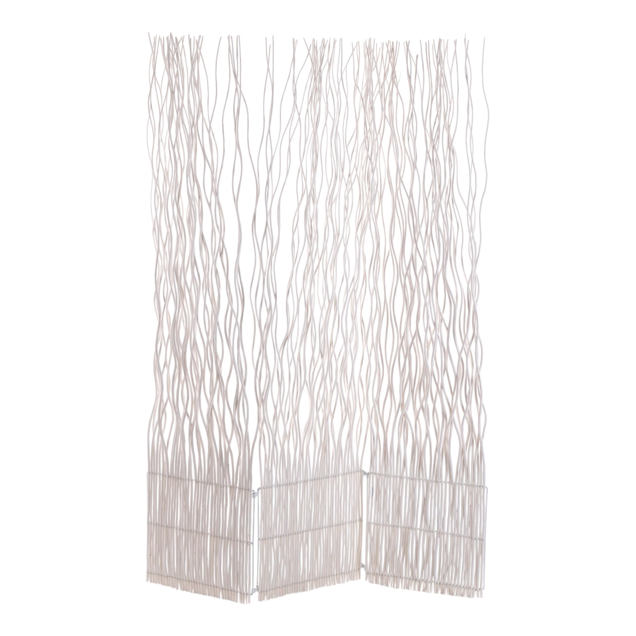 DESIGN DELIGHTS Décoratif PARAVENT Wave 3 | 170x120 cm (HxL), Osier | Cloison de séparation en 3 Parties, écran, cloison de séparation de la Salle des succursales | Couleur: Blanc