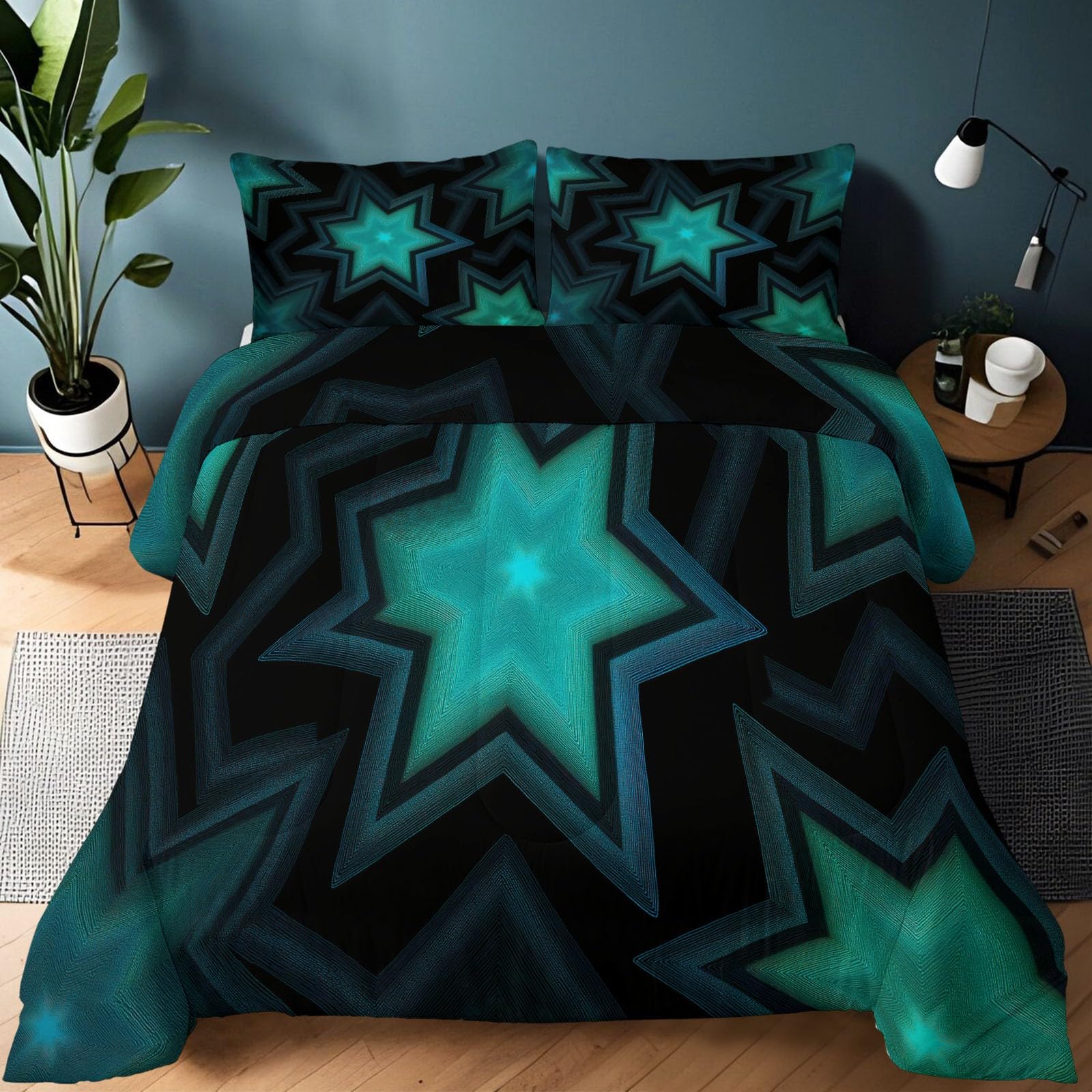Couette 4 saisons bicolore géométrique pour embellir la chambre adulte