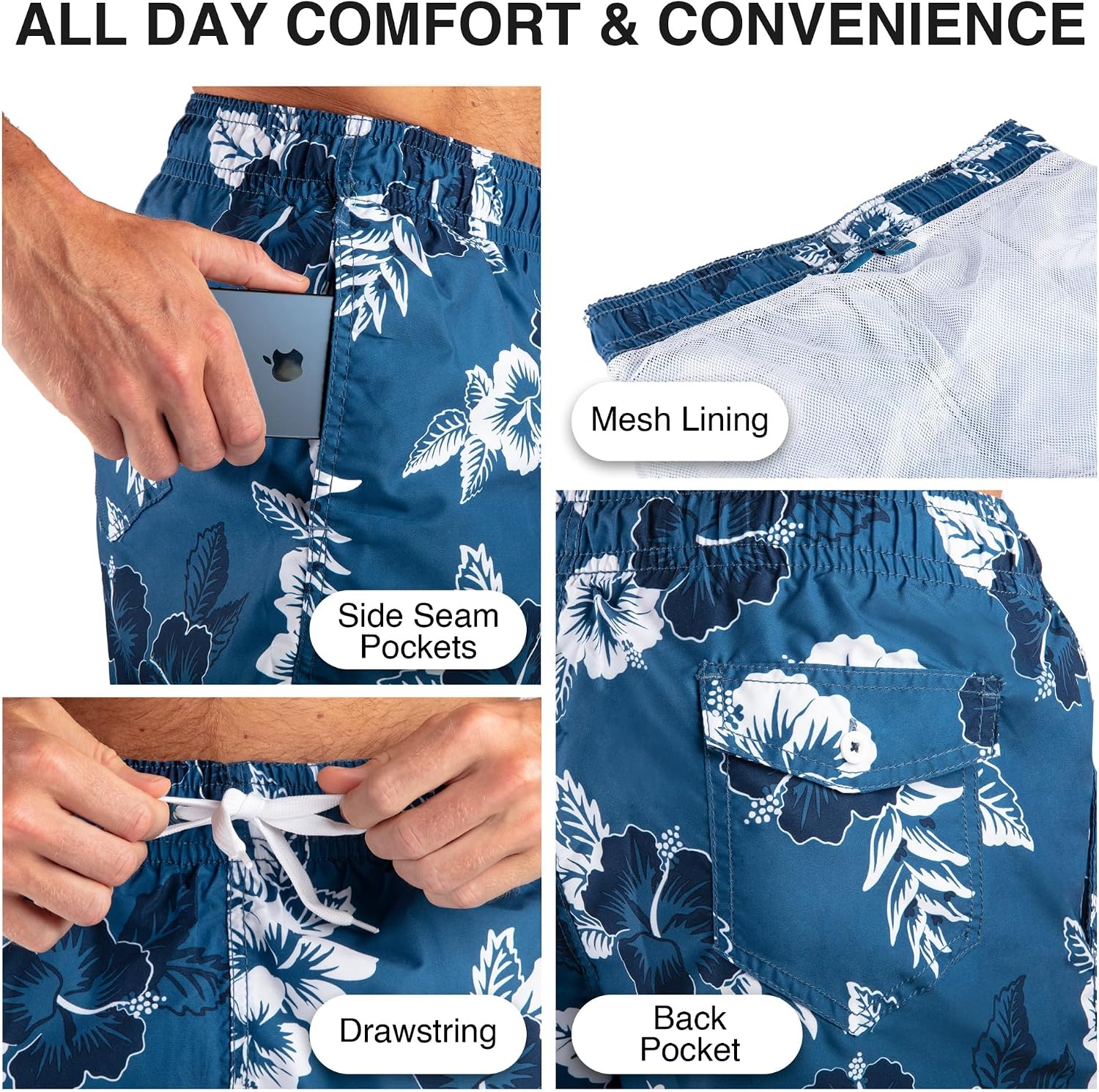 Kanu Surf Men's Havana Men's Swim Trunks Quick Dry Swim Shorts Bathing Suit Men, 5.5 to 7" Inseam (Regular and Extended