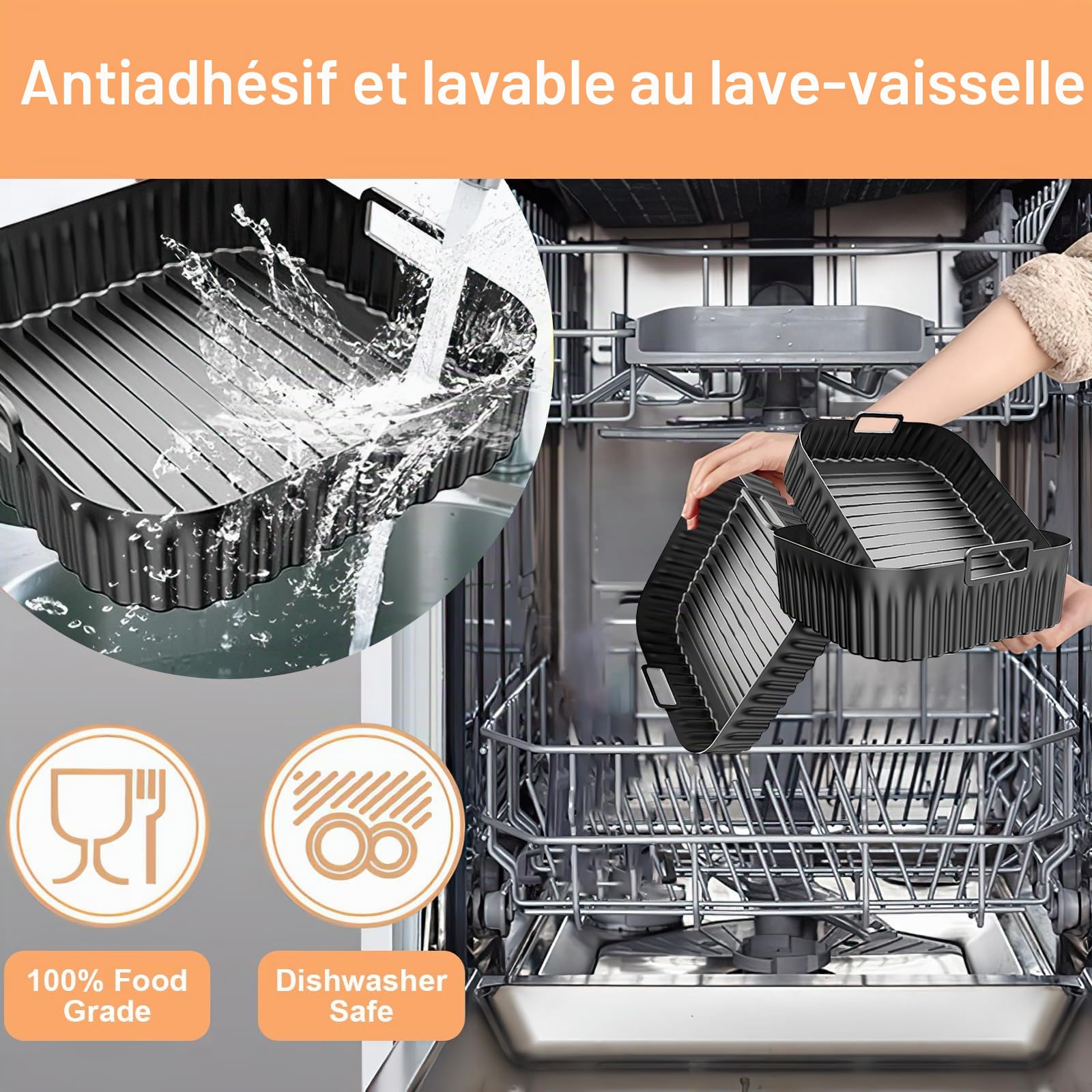Moule en Silicone pour Cosori Turbo Tower/Pro/Smart Friteuse à Air Chaud | Accessoire pour Friteuse à Air Chaud 10,8 L Double Stack pour Cosori DC111, DC112 et DC113S (6,5 L et 4,3 L)