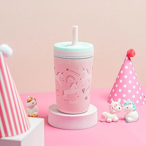 Miniatura 2 de Zak Designs Kelso - Vasos para niños pequeños para viajes o en casa, vaso de acero inoxidable aislado al vacío de 12 onzas con diseño a prueba de