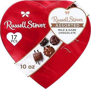 Russell Stover, Red Foil Heart, 10 Ounce - Chocolate Gift Box for Valentine's Day, Mother's Day, Anniversary and Birthdays