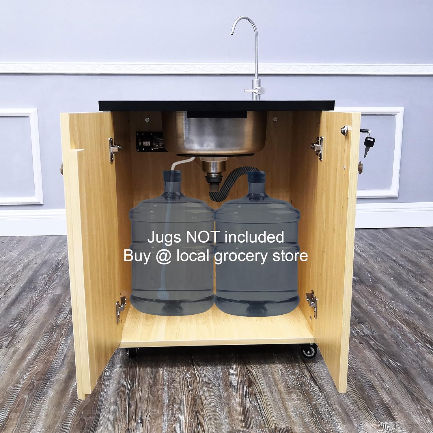 FixtureDisplays Portable Sink Self Contained Hand Wash Station Mobile Sink Water Fountain Portable Sink Water Supply w/Pump 110V Power Caulk All Places to Water Proof 10122-NPF