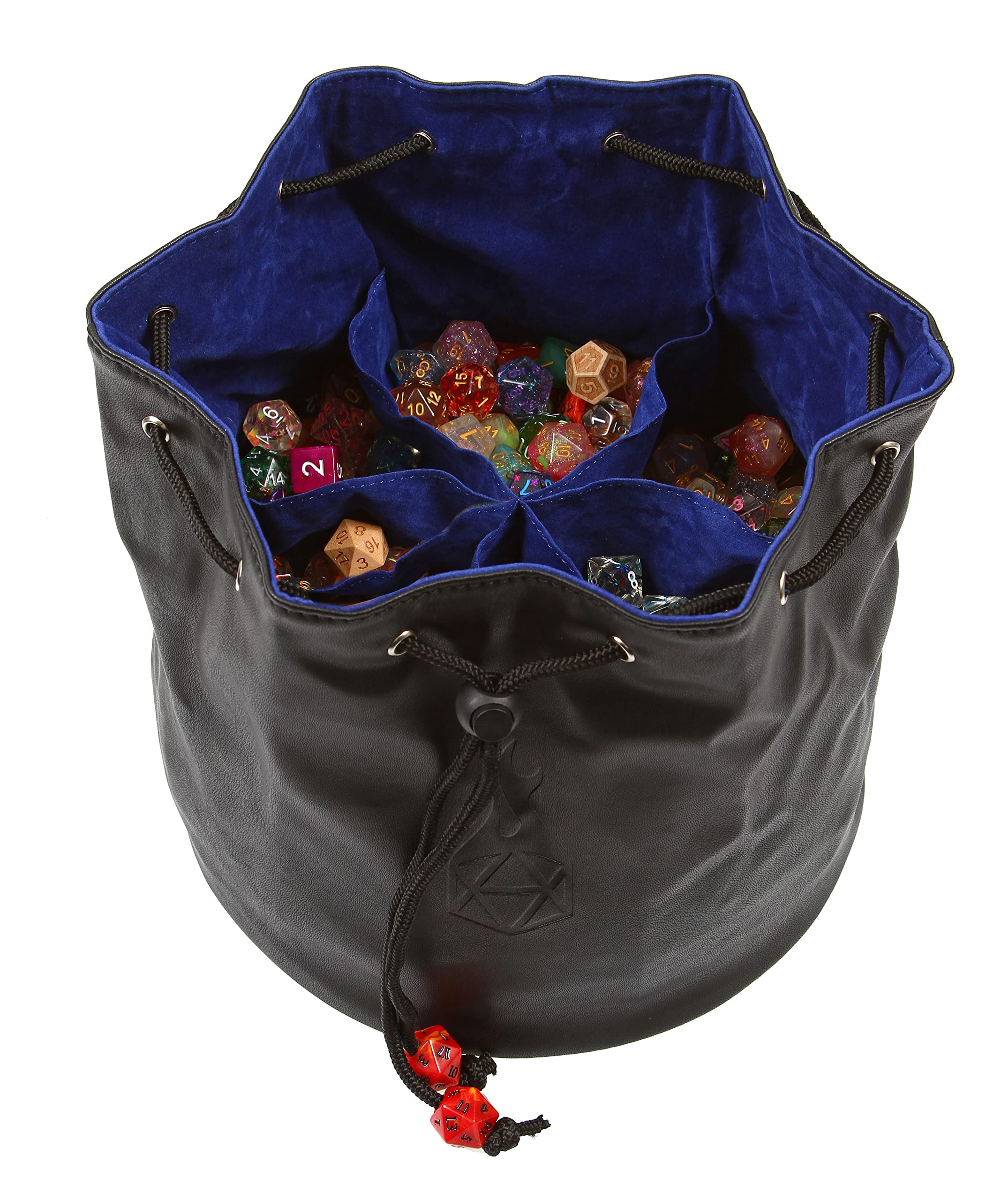 Pouch of The Endless Hoard Dice bag - Holds Over 1,000 Polyhedral Dice - Dice Storage Bag with 7 Pockets - Perfect for Bulk Dice - Black/Blue โ image 1