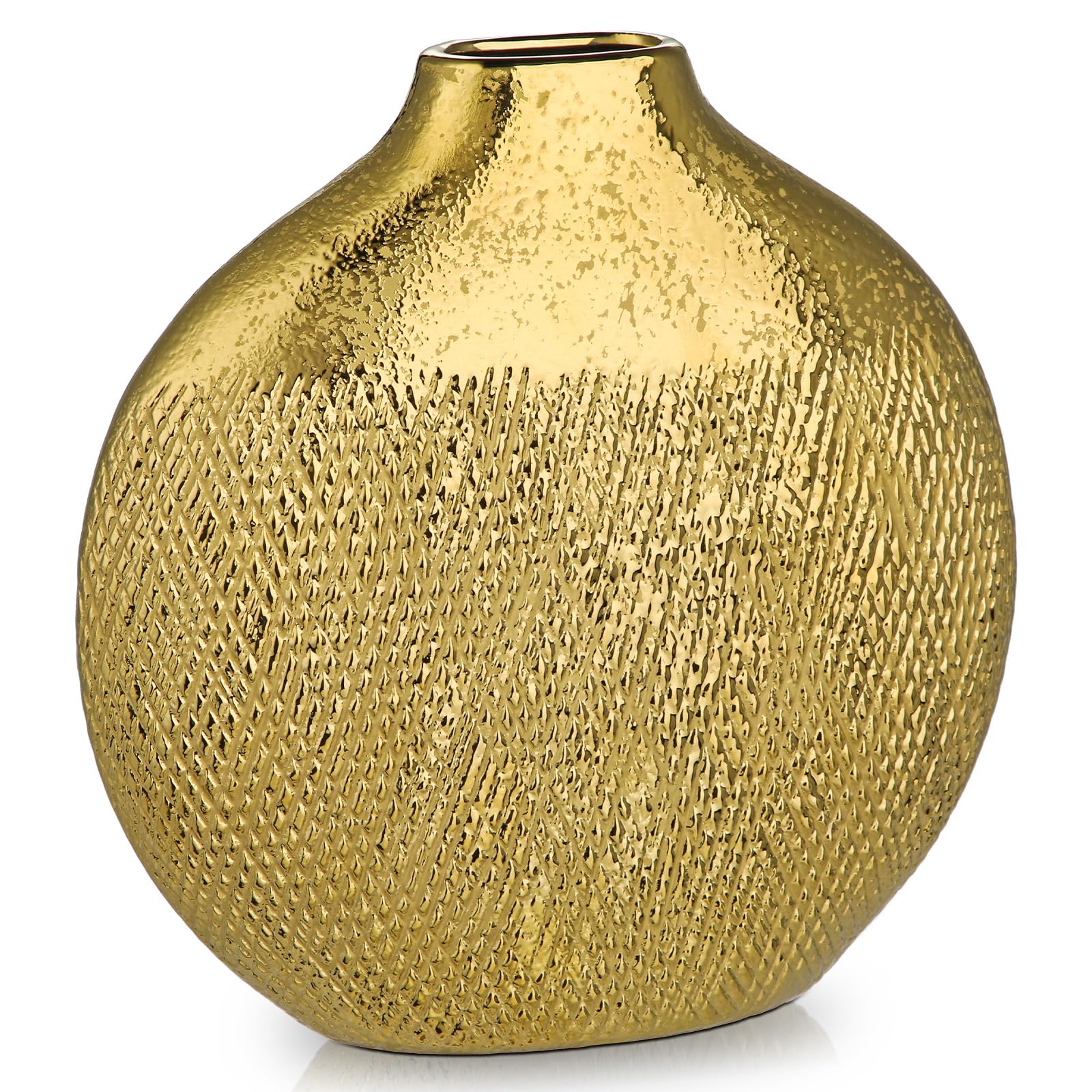 Vase en céramique doré à ouverture étroite contre bouquets instables