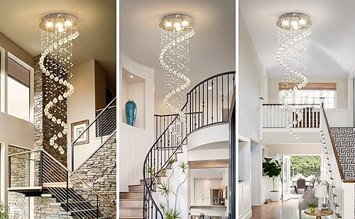 Miniatura 4 de AGV LIGHTING Candelabro moderno de cristal, colgante de 4 luces, 50 x 16 pulgadas de alto, blanco, interior, dormitorio, comedor, sala de estar,