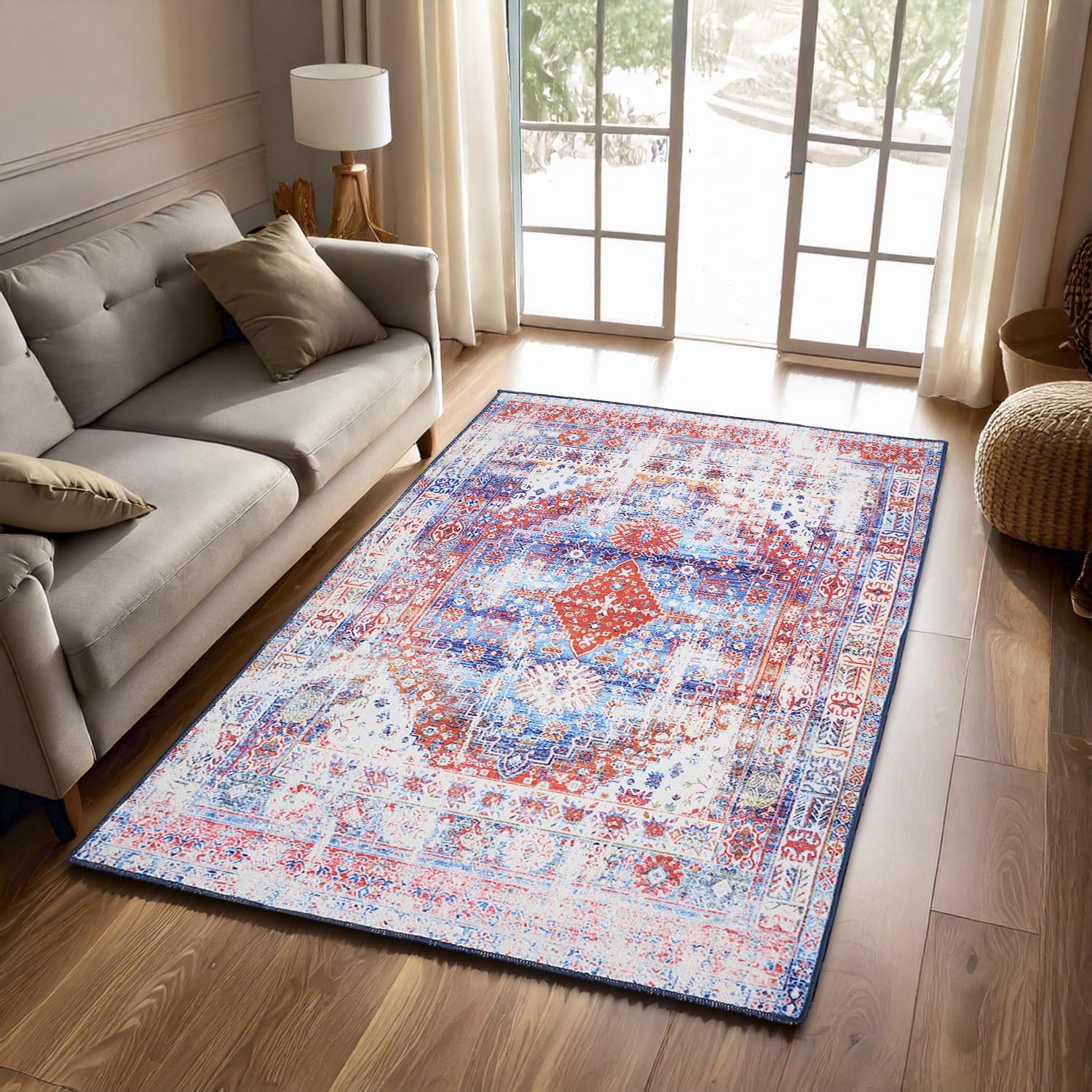 Status 5 x 7 Feet Multi Printed Vintage Persian Carpet Rug Runner for Bedroom/Living Area/Home with Anti Slip Backing