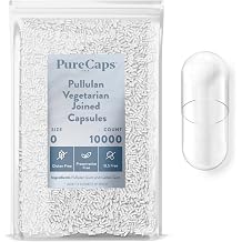 PureCaps USA - Empty Vegetarian Vegan Pullulan Pill Capsules Size 0| 10,000 Joined Pills| Clear| Non-GMO Certified| SLS, Gluten, Preservative Free
