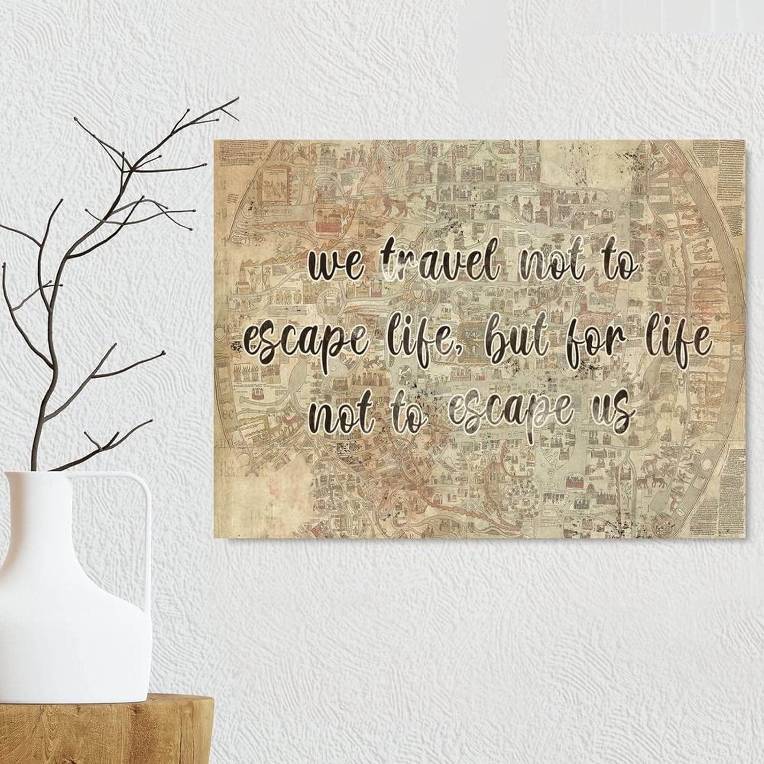 Vintage Map Rustic Signs We Travel Not to Life Wood Sign Antique World Maps Adventure Wood Wall Signs for Home Office Bar Wall Art Decor 24x18in Travel Lover Gift Birthday Gift