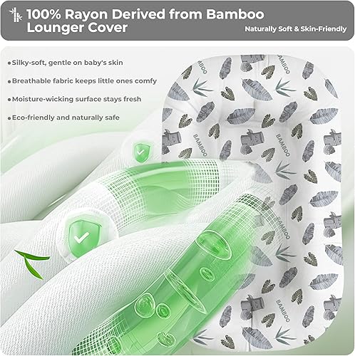 Miniatura 3 de Tumbona para bebé recién nacido, tumbona infantil de 0 a 24 meses con funda para tumbona, tumbona refrescante para bebé, tela de gofre transpirable