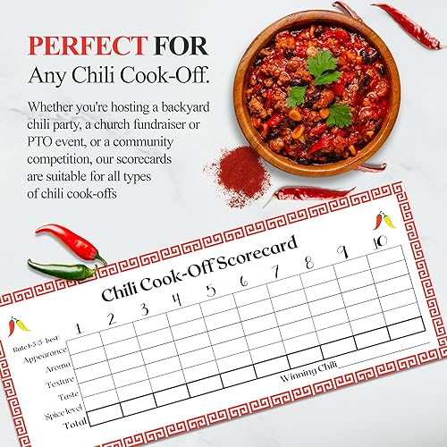 Miniatura 6 de Chili Cook Off Competition Scorecard - Chili Judging Ballots for Your Chili Cook-off - 25x voting cards - USA Made and Designed