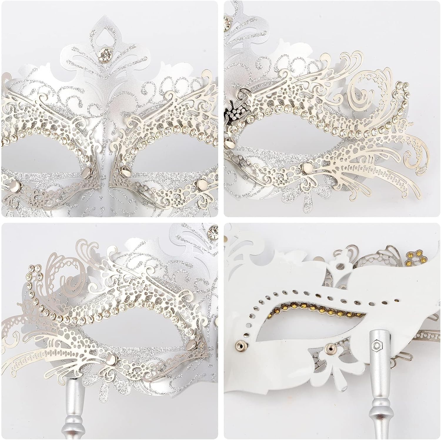 Hoshin Masquerade Mask for Couple, Mardi Gras Deecorations Venetian Masks with Stick for Womens - Image 4