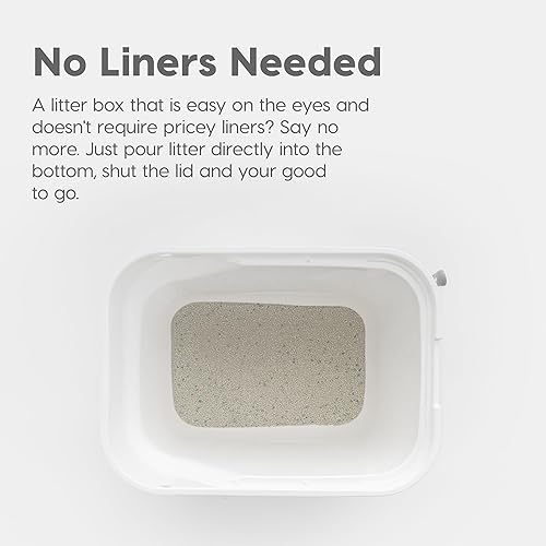 Miniatura 9 de IRIS USA - Caja de arena grande cuadrada para gatos con cuchara, bandeja de arena para gatos con cubierta para atrapar partículas de arena y paredes