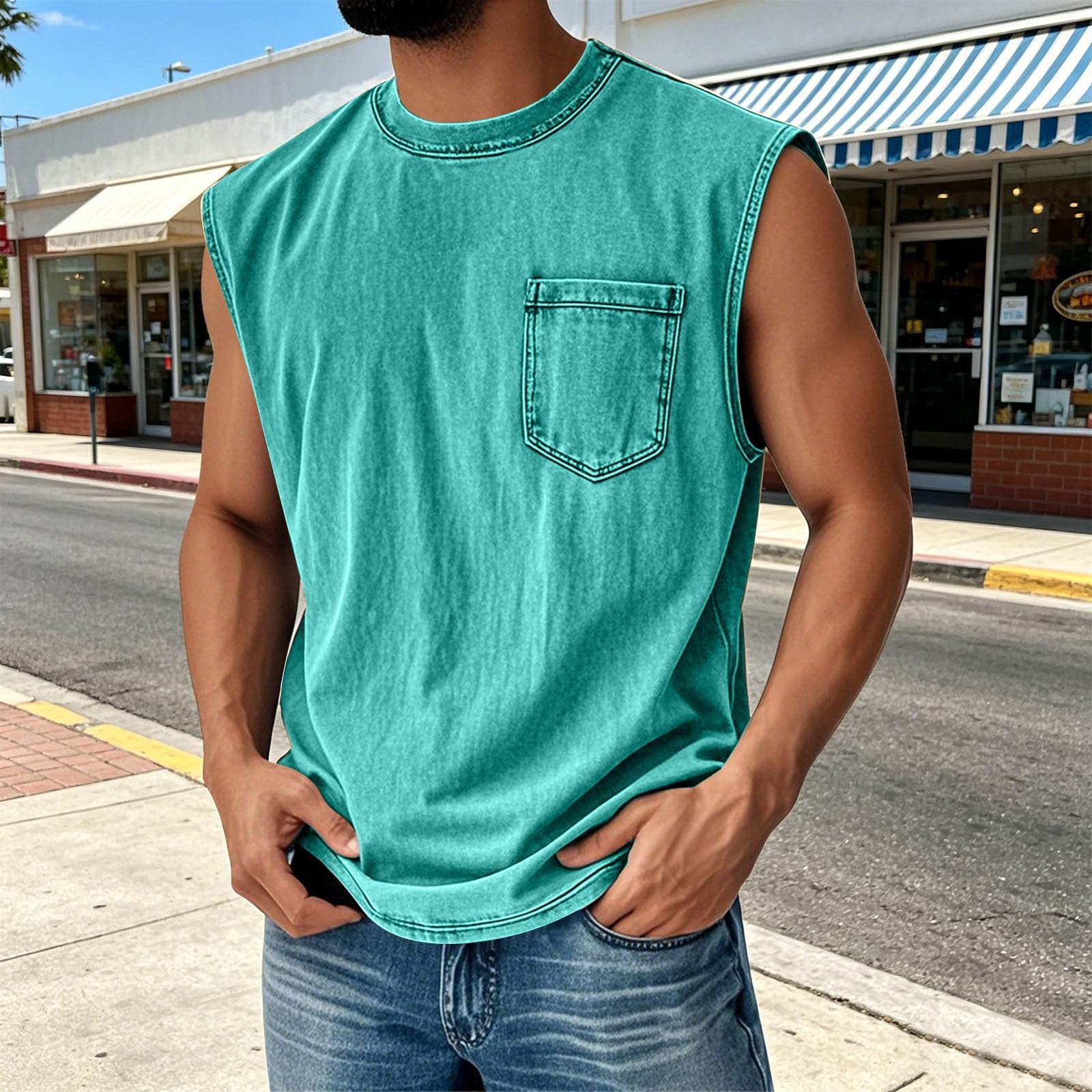 Camiseta sin mangas para hombre, sin mangas, cuello redondo, corte ajustado, talla grande, cómoda, transpirable, camiseta funcional para el gimnasio, camiseta de axilas, informal, camiseta de