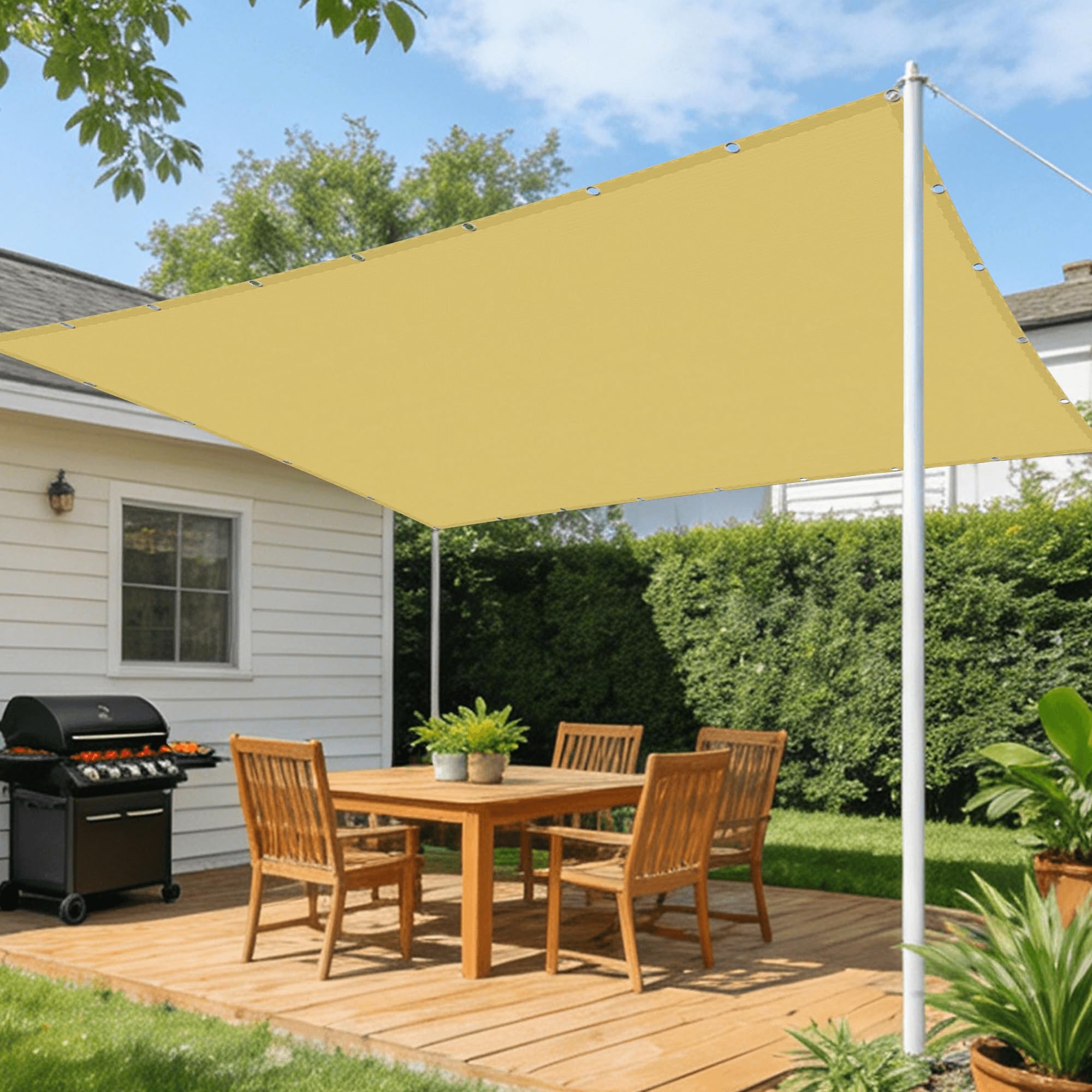Voile d'ombrage pour terrasse et balcon 200x360 cm couleur jaune sable