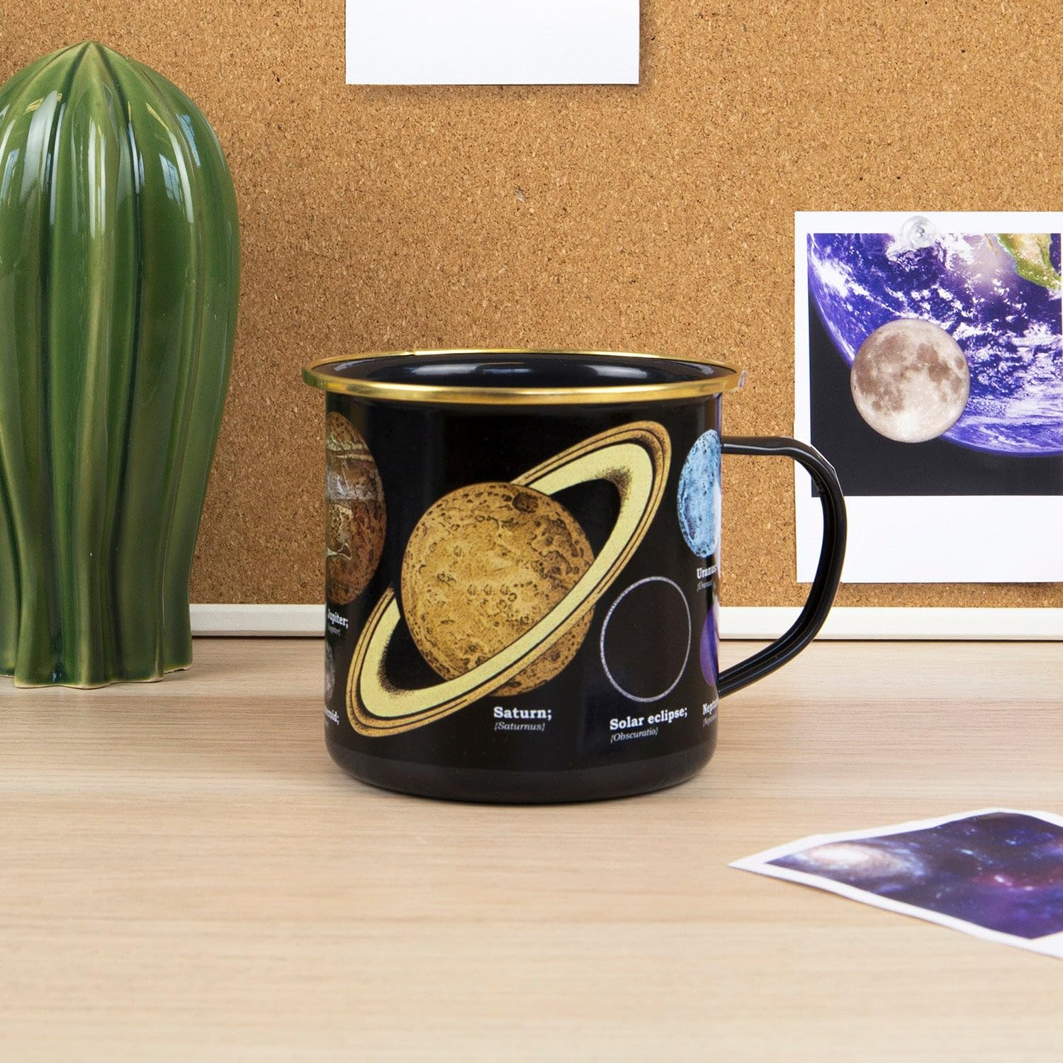 Enamel Mug Space Planets Universe Coffee Tea Outdoor Hot Drinks Camping Cup