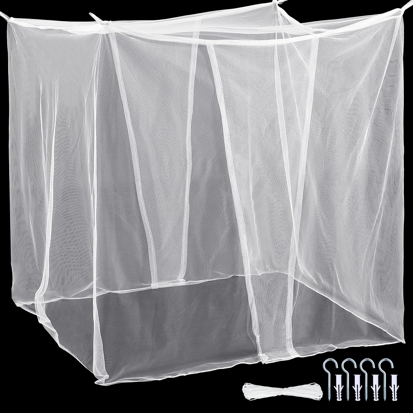 Mosquitera para cama matrimonial Queen King, 75 pulgadas de largo x 71 pulgadas de ancho x 79 pulgadas de alto, mosquiteros grandes para Cuba, toldo de red para acampar al aire libre, hogar
