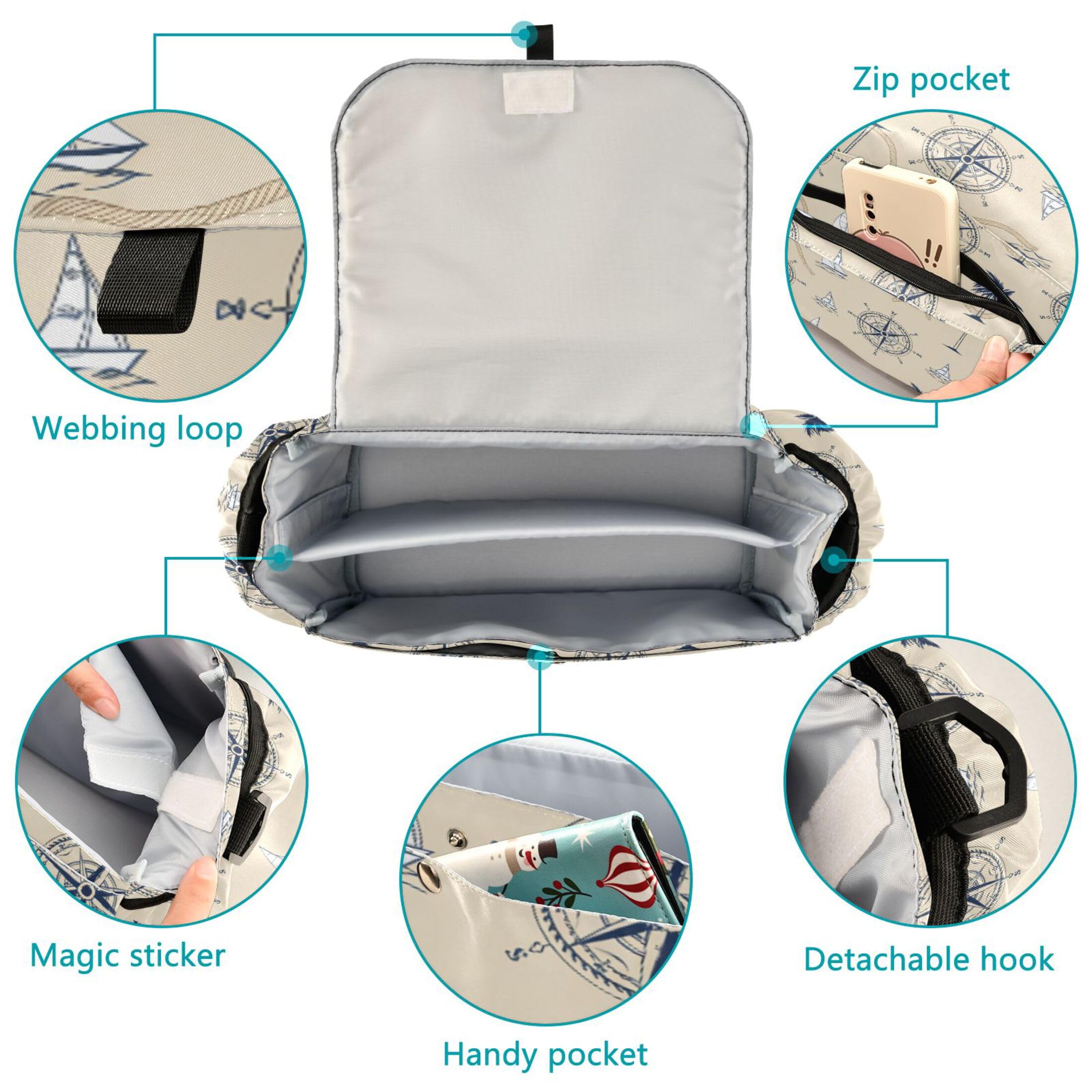 Burbuja Tropical Landscapes Stroller Organizer with Insulated Cup Holders, Non-Slip Stroller Caddy Universal Fits Most Strollers, Nursery Accessories