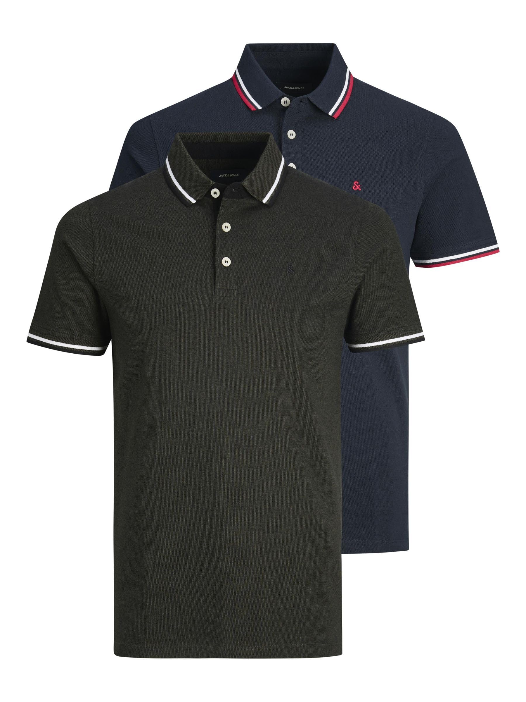 Jack & Jones Jjepaulos Polo Ss 2PK Mp Noos, Polo-Shirt Uomo, Blu (Navy Blazer Pack:Navyblazer+Forestnight(Play1), L-image