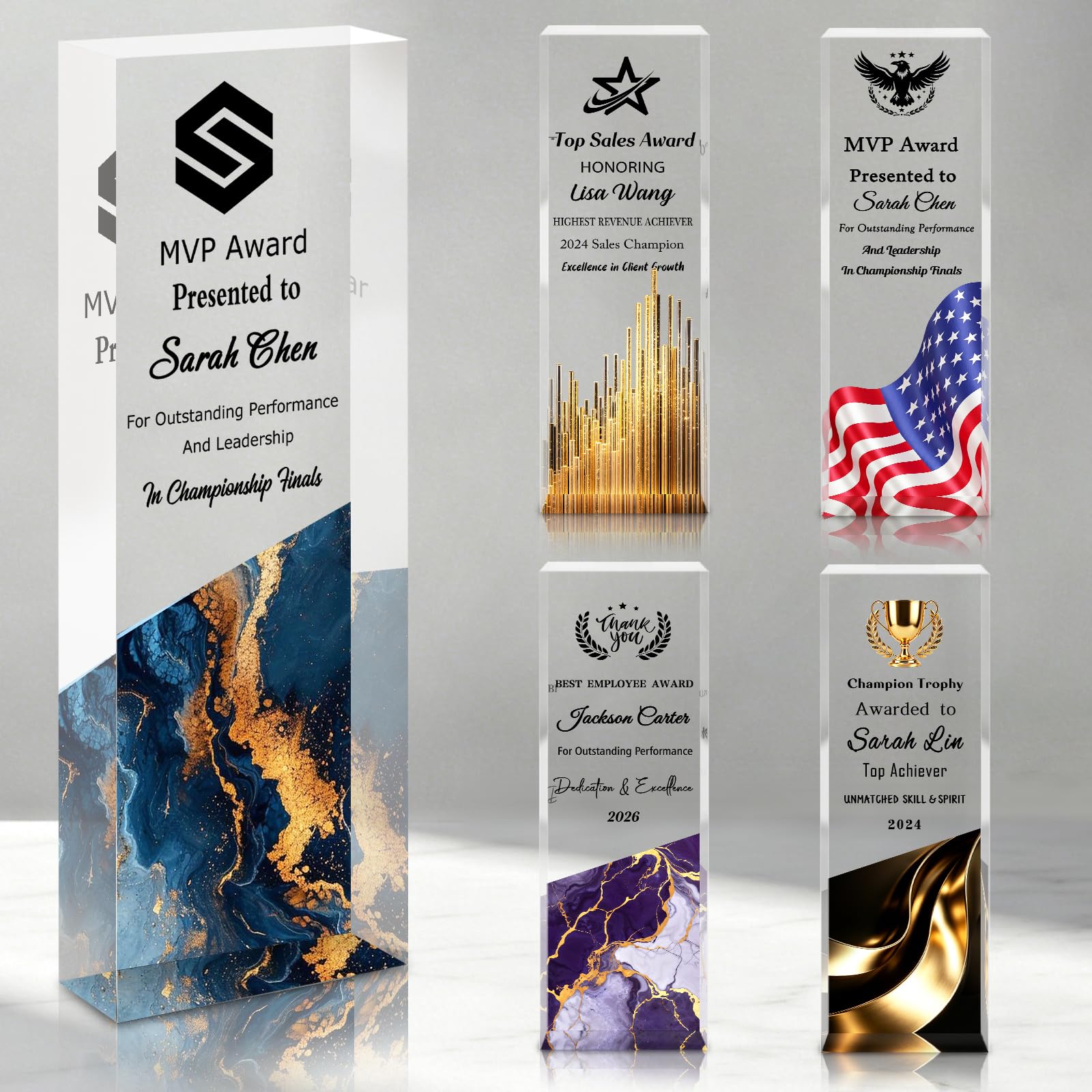 Custom Trophy Award, Acrylic Awards and Trophies with Company Logo &amp; Text