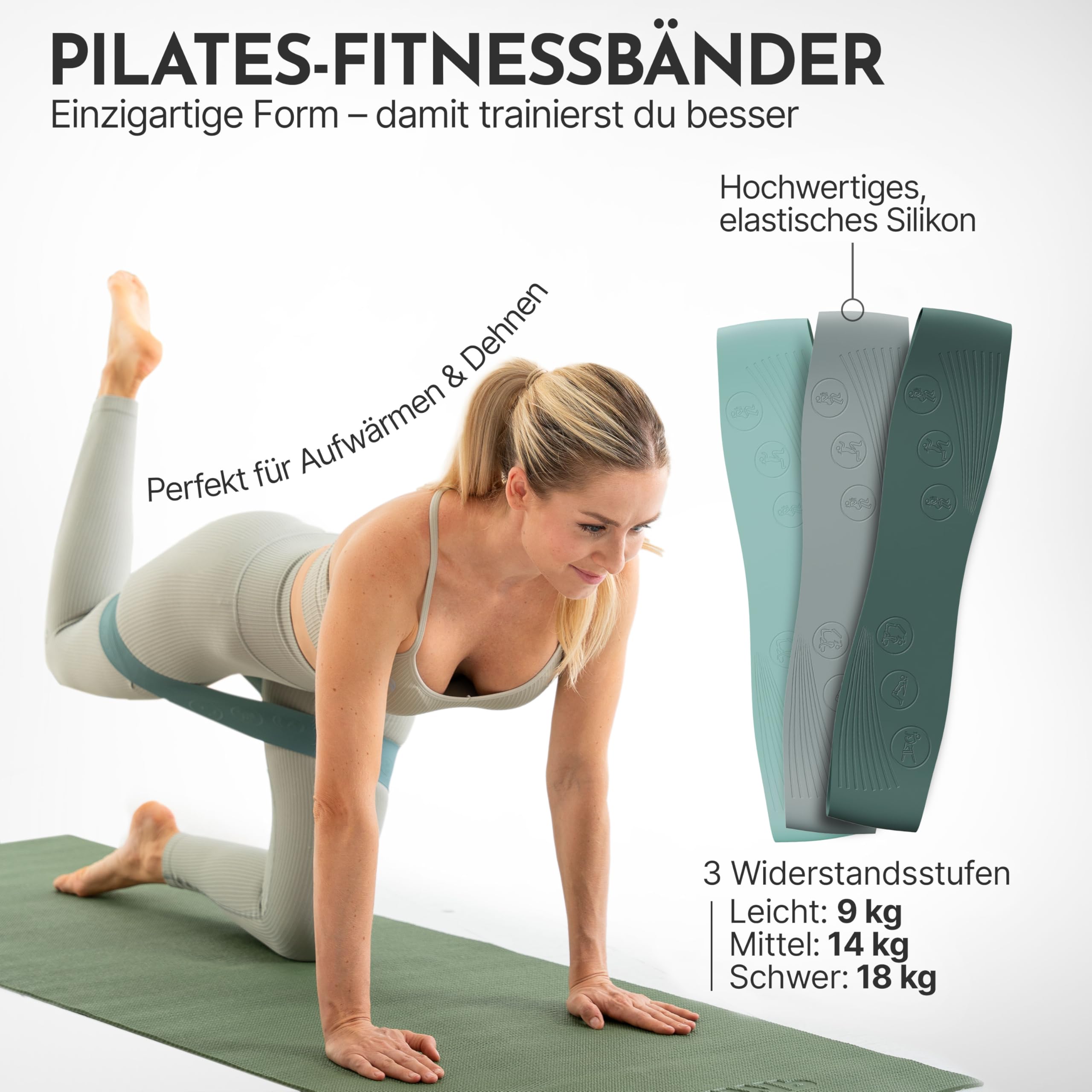 NEOLYMP Pilates Set für Zuhause – Pilates Ball, Pilates Ring & Gewichte – Komplettes Pilates Zubehör Set – inkl. Pilates Bänder, 1kg Hanteln & E-Book – Pilates Essential Kit