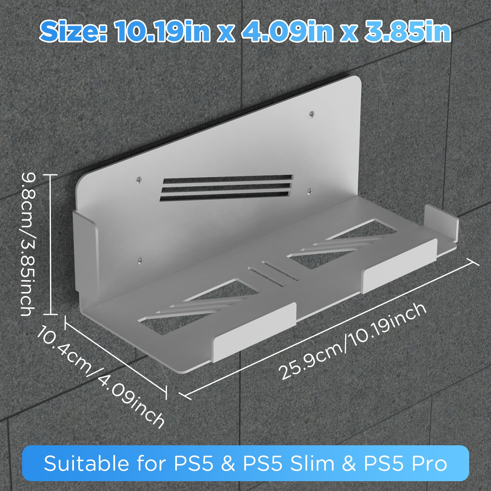 Soporte de Pared PS5/PS5 Slim/PS5 Pro, Soporte de Pared para PS5/PS5 Slim/PS5 Pro Consola (Disco y Edición Digital) Acero Juego de Soporte de Pared para PlayStation 5/ PS5 Slim/PS5 Pro