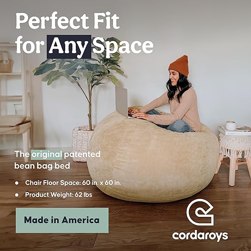 Miniatura 41 de CordaRoy's Puf de pana, puf convertible, lavable a máquina, funda de tela de pana para sótano, sala de estar, sala de juegos, dormitorio y más,