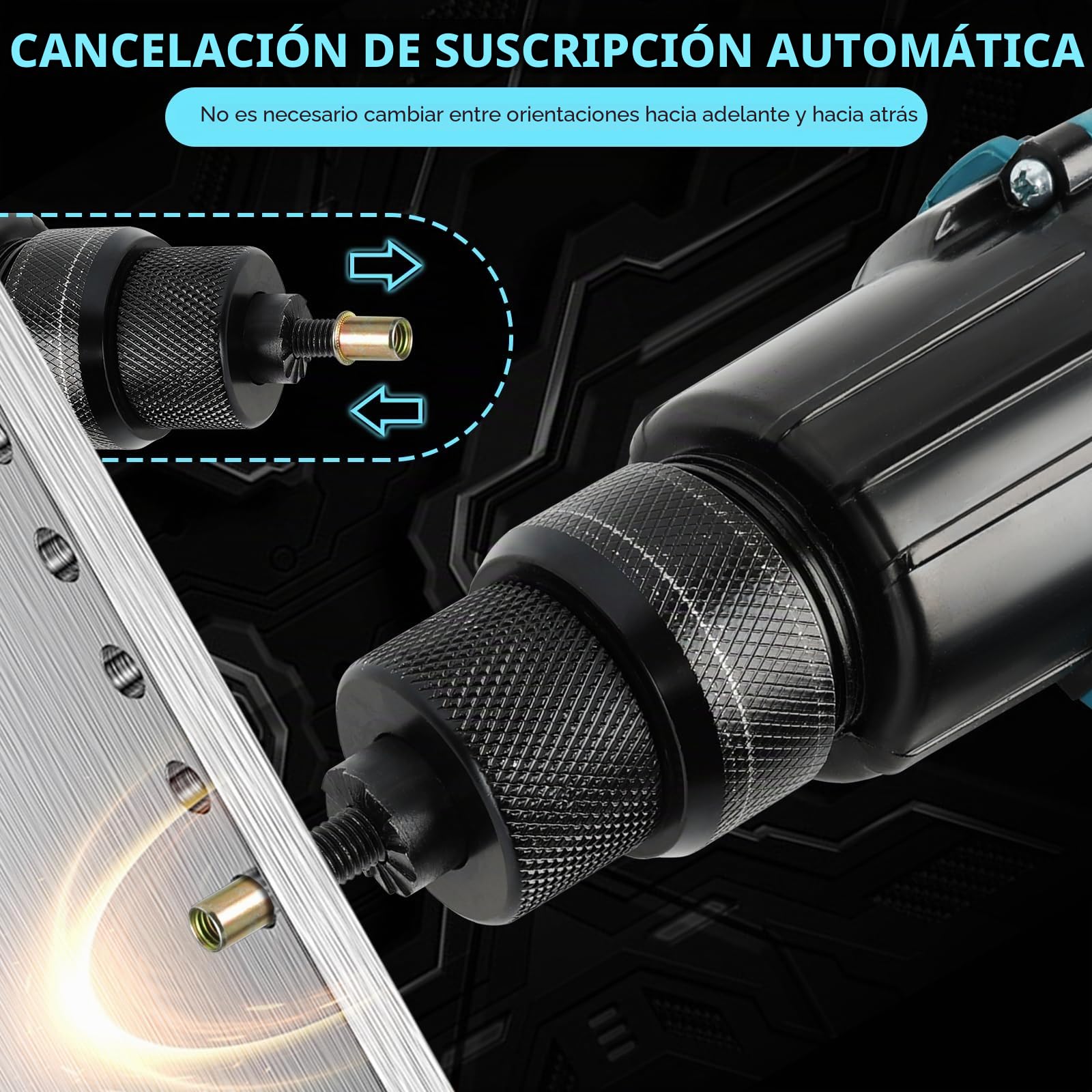 LIROPAU Remachadora de batería compatible con Makita 18V Batería | 2 en 1 pistola de remachado eléctrica con boquillas M6/M8 y guantes para remaches de 2,4 a 4,8 mm (sin batería, sin cargador)