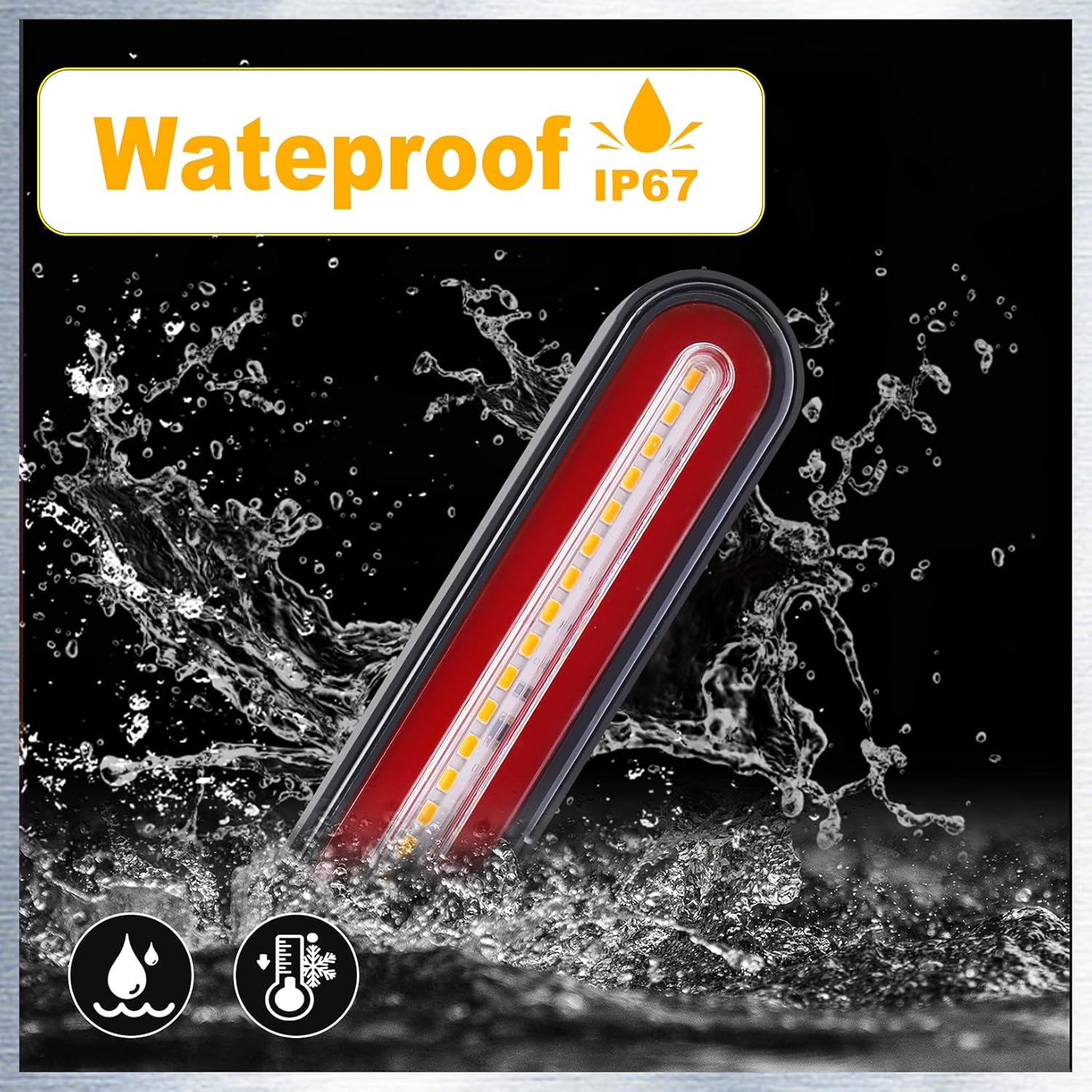 Ourbest Trailer Light Bar,12inch Led Tail Lights Flowing Turn Signal Lights Brake Lights for Truck RV Pickup ATV RV Van (Red Amber)