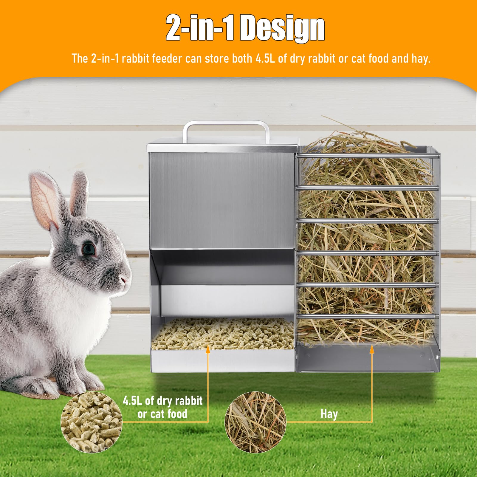 PKNYBZH 2 in 1 Rabbit Hay Feeder with Litter Box,5L Hay Feeder Set and Small Animals Hay Manger for Guinea Pig Chinchilla Bunny Other Small Animals - image 2