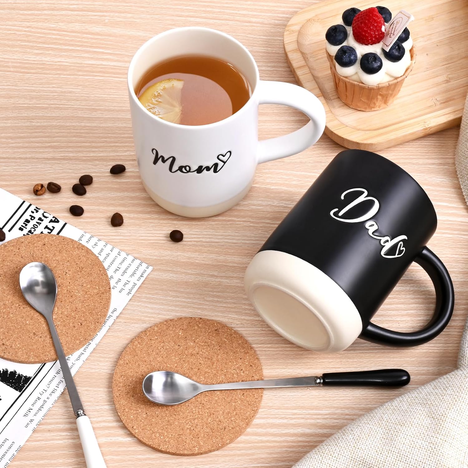 YHRJWN Mom and Dad Gifts, Mom and Dad Mugs, Christmas Gift for Parents from Daughter Son, New Parents Gifts for Couples, 16 Oz - Image 3