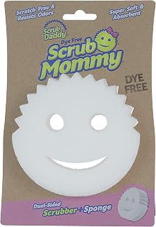 Scrub Daddy Dual-Sided Sponge and Scrubber- Scrub Mommy Dye Free - Scratch-Free Scrubber for Dishes and Home, Odor Resistant, Soft in Warm Water, Firm in Cold, Deep Cleaning, Dishwasher Safe, 1ct
