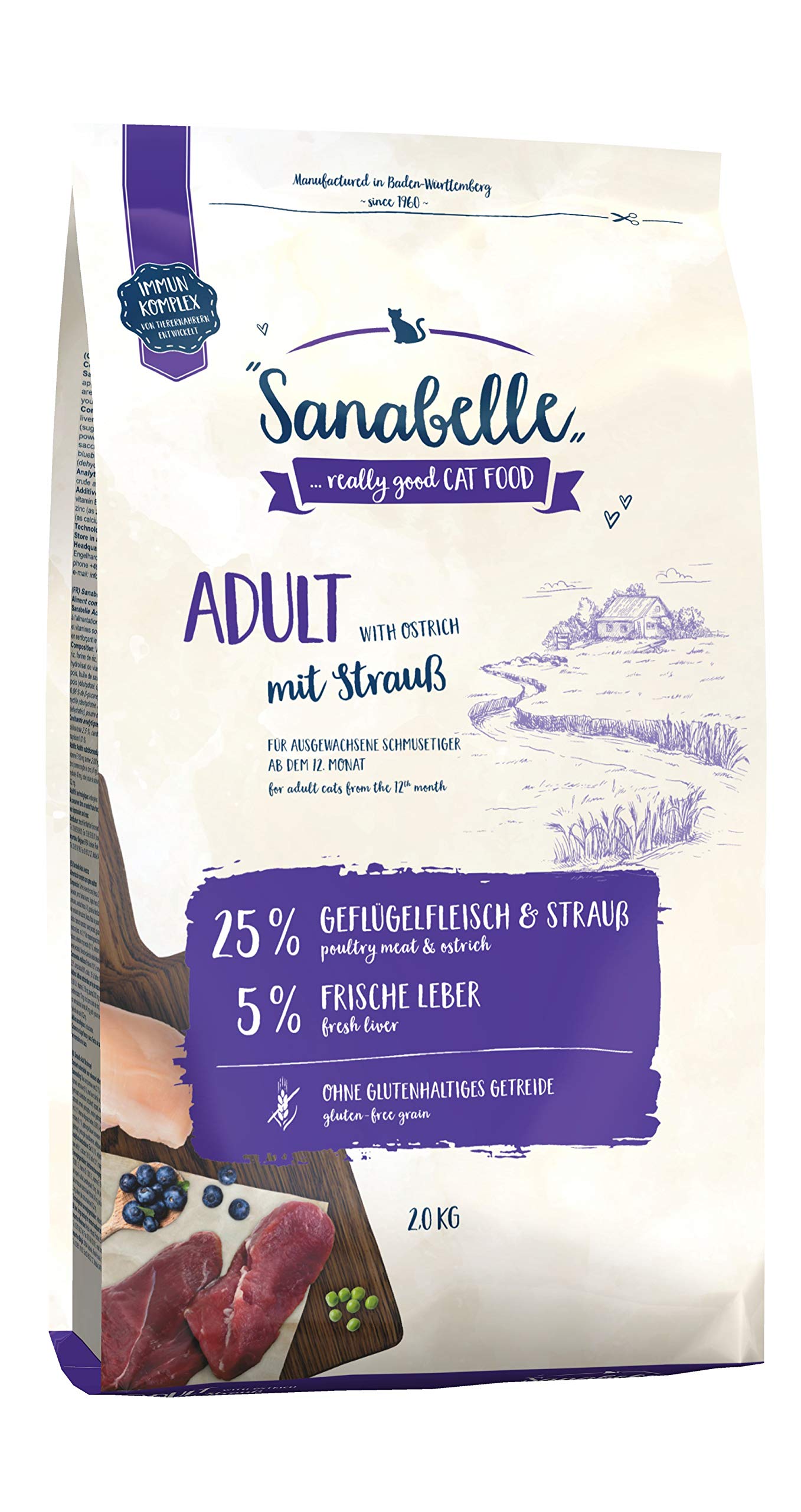 Sanabelle Adult mit Strauß | Katzentrockenfutter für ausgewachsene Katzen (ab dem 12. Monat) | 4 x 2 kg