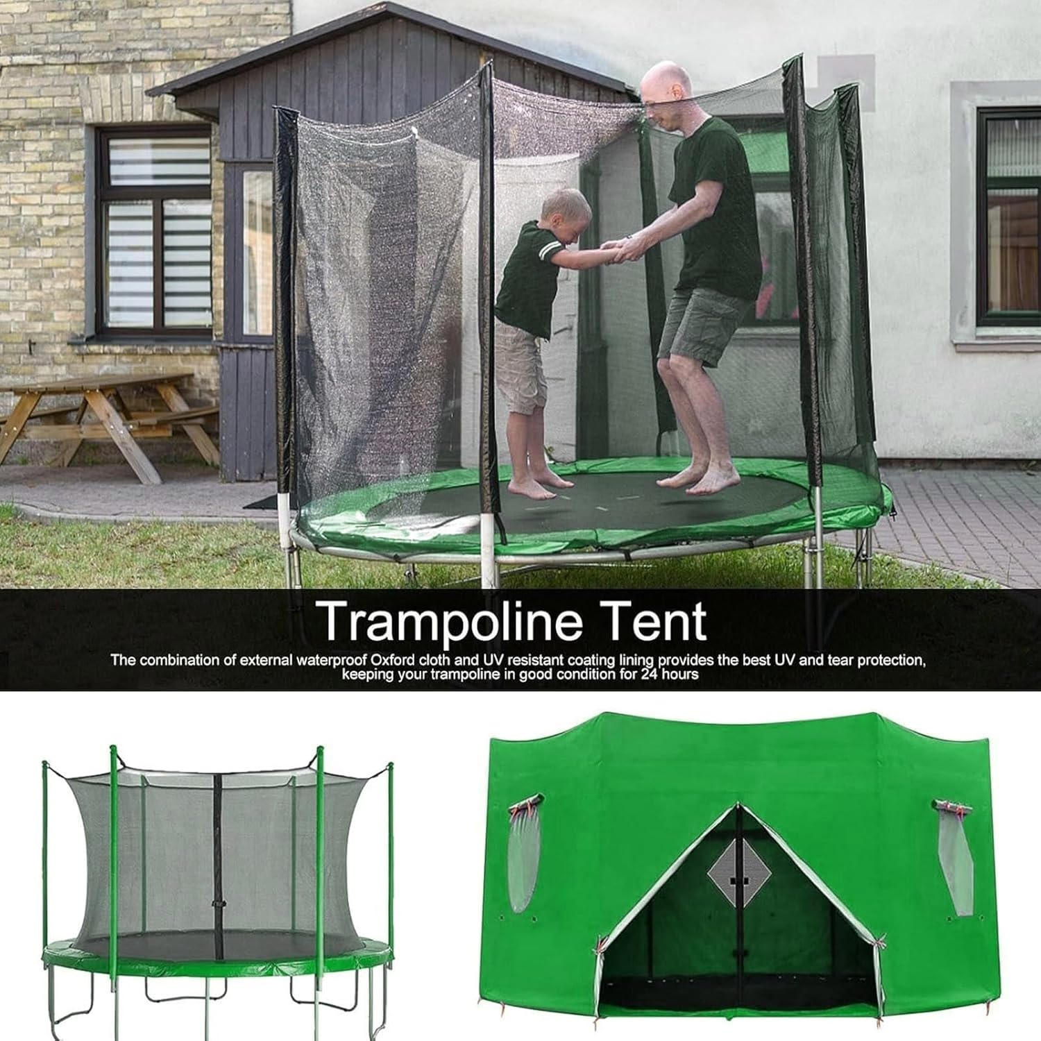 Trampoline Tent, UV-Resistant TrampolineProtection Awning Trampoline Outdoor Cover | Versatile- Canopy Accessories, Backyard Fun Sun Shelter, Outdoor Trampoline Protective Cover