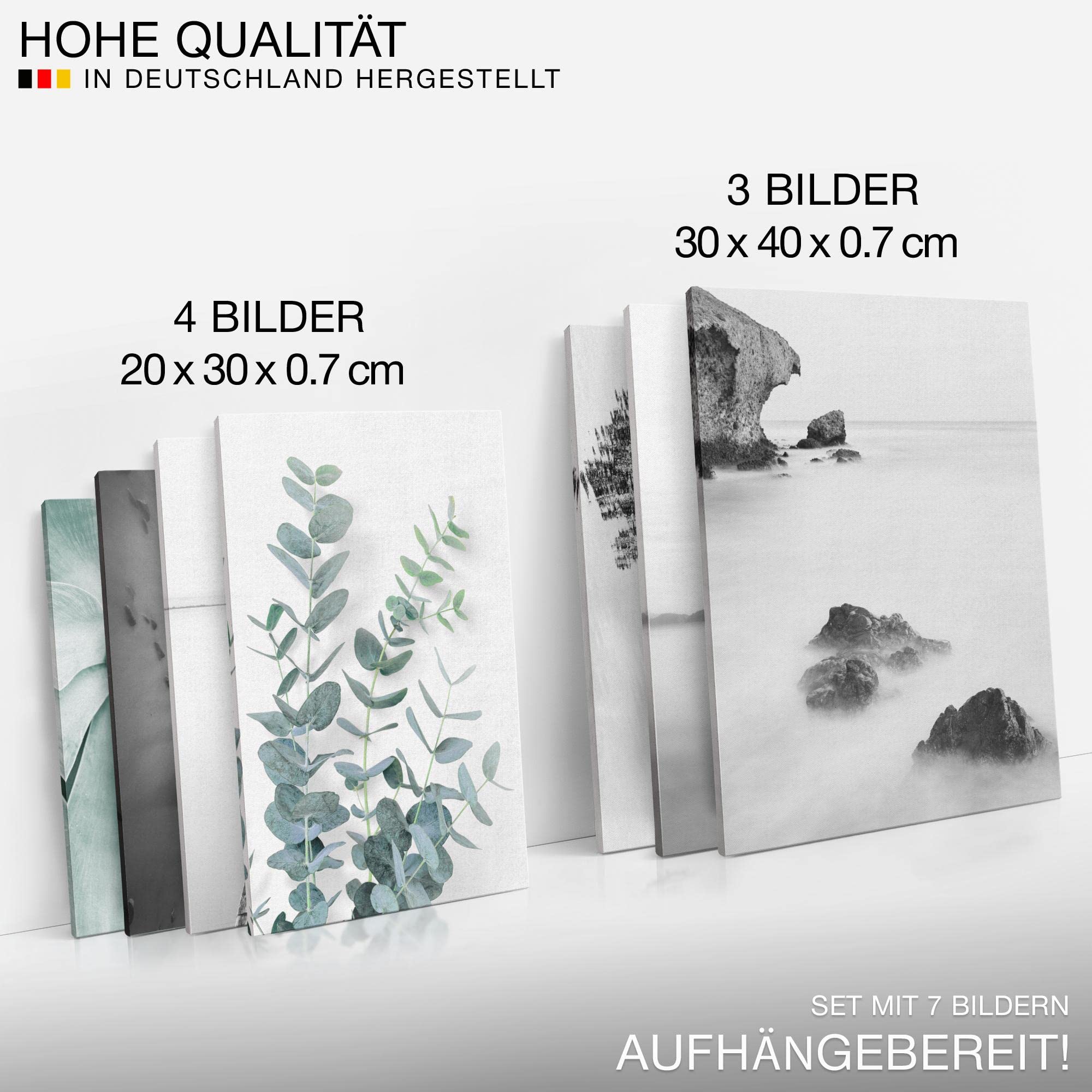 Novart Wandbilder Asien - KOMPLETT AUFHÄNGFERTIG - Zen See Wohnzimmer Schlafzimmer - 7 Moderne Mood-Bilder - N004471a