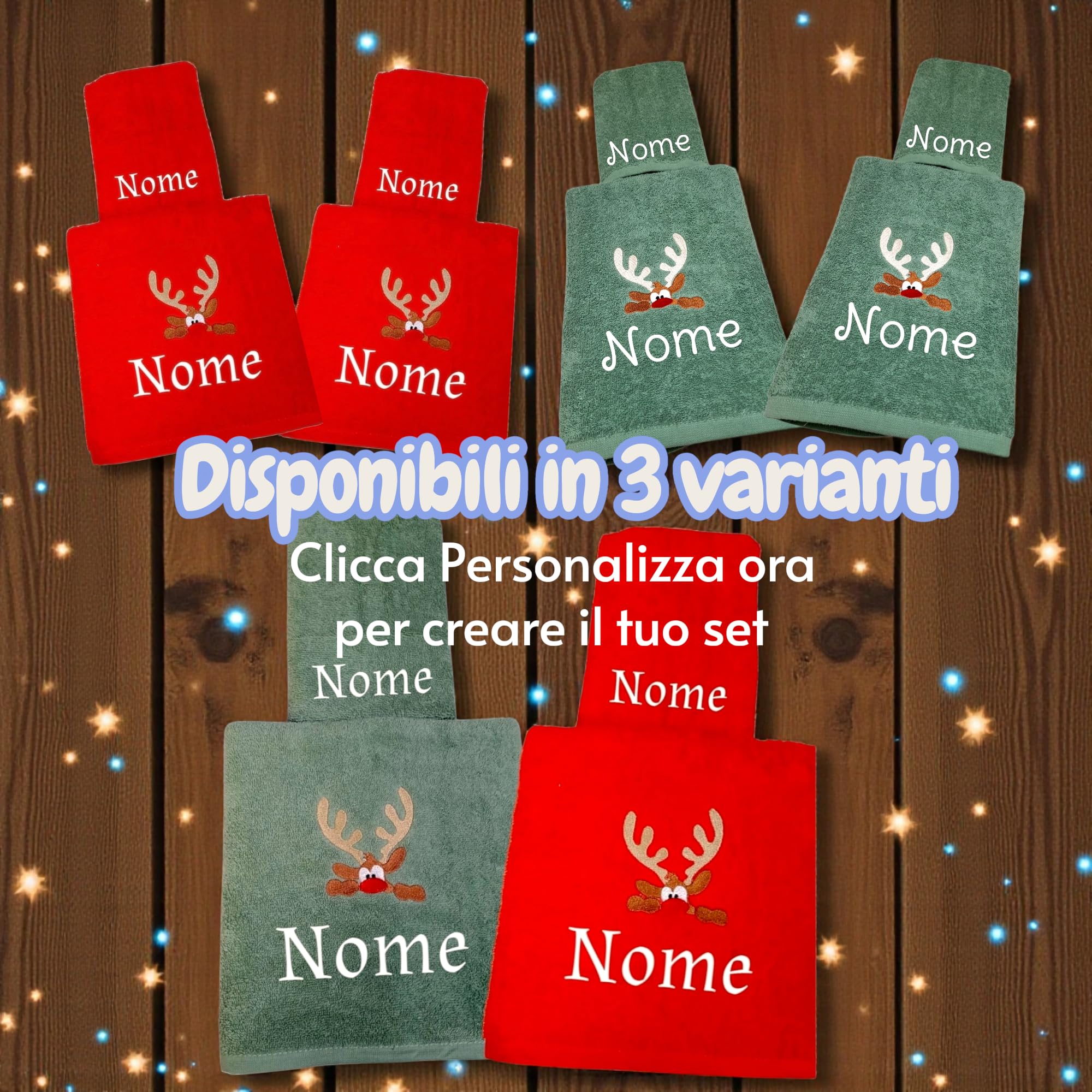AmiAmarena Regalo Natale 2023. Set 4 Asciugamani Personalizzati Con - Foto 2