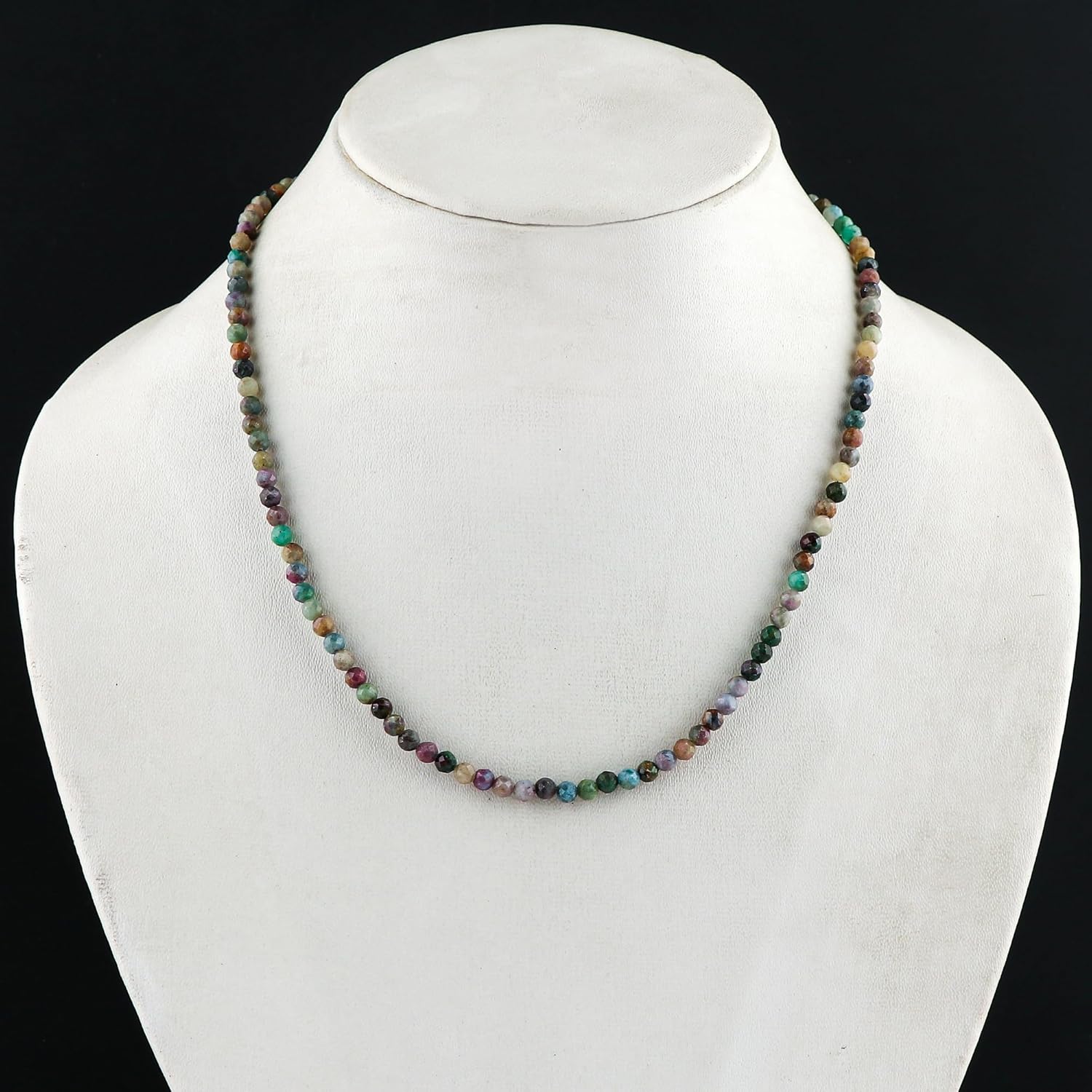 Natural Gemstone Faceted Beaded Necklace for Woman| Gold Plated Gem-stone Necklace | Beads 2–3 mm | Adjustable Chain 16+2 Inch - Image 4