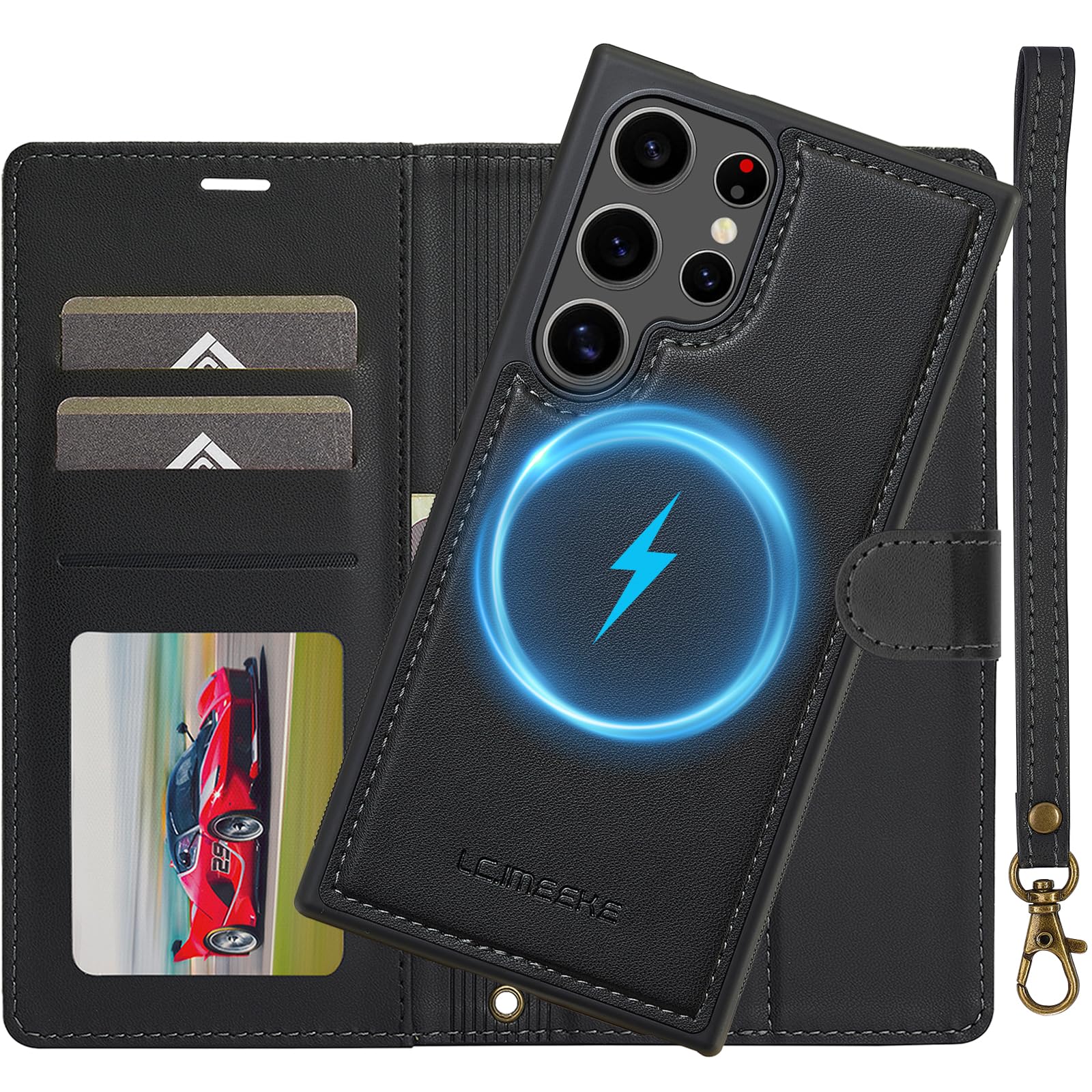 Ailicici für Samsung Galaxy S26 Ultra Hülle, 2-IN-1 Abnehmbare magnetische Hülle, Kabelloses Laden Handyhülle, Kartenfach Leder Case, RFID-Blockierung Klapphülle, Schutzhülle für Samsung S26 Ultra