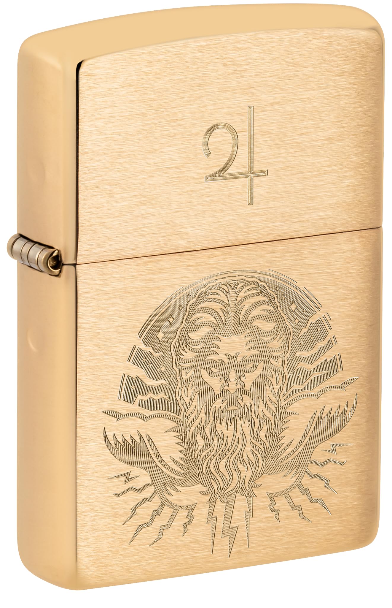 Zippo Briquet tempête God Jupiter Motif Dieu Jupiter, Laiton brossé, Gravure Laser, Rechargeable, réutilisable, Design Coupe-Vent, boîte Cadeau, fabriqué aux États-Unis