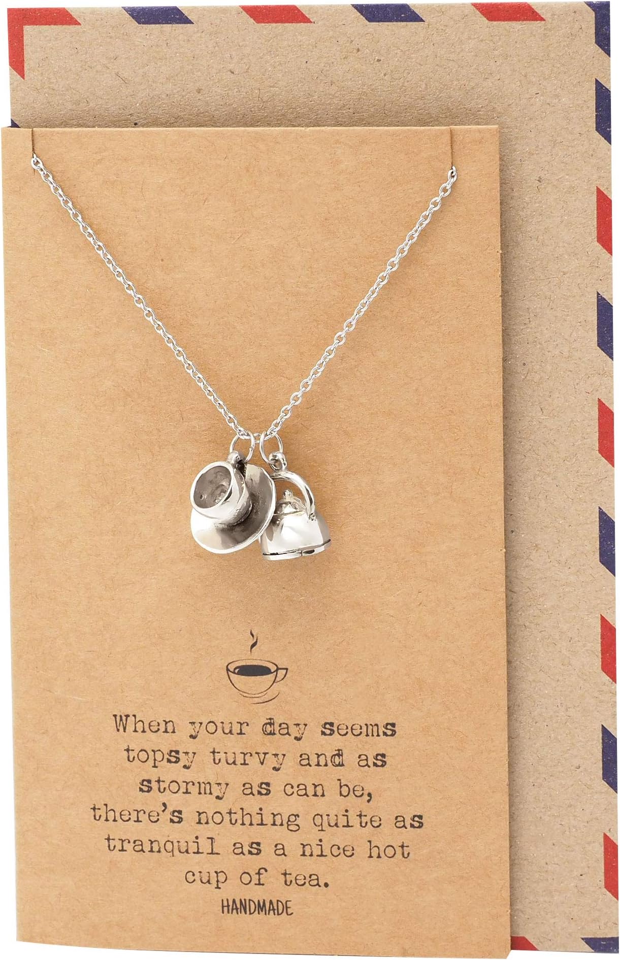 Teacup Teapot Charm, Tea Quotes Jewelry for Tea, for Women