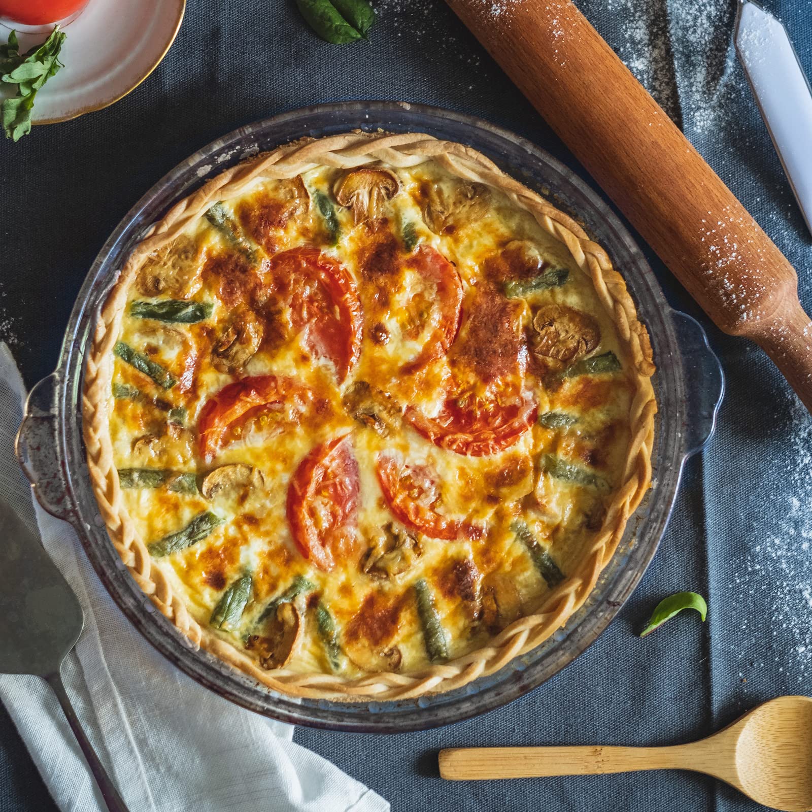Kingrol Lot de 3 plats à tarte en verre avec poignées 23 cm de profondeur