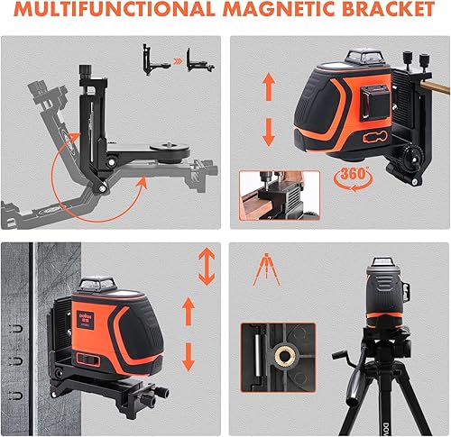 Miniatura 2 de Nivel láser de alta visibilidad al aire libre: Nivel láser 3D de alta resistencia 360 autonivelante hasta 197 pies de largo alcance para