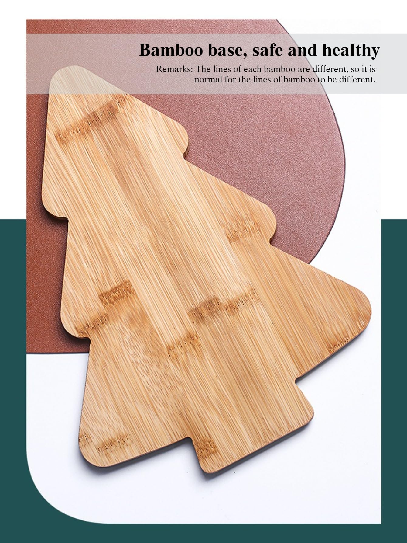 Nordic - Juego de bandejas de cerámica con forma de árbol de Navidad, plato de aperitivos de 3 compartimentos con base de bambú, verde, rojo y blanco, decoración festiva para el hogar