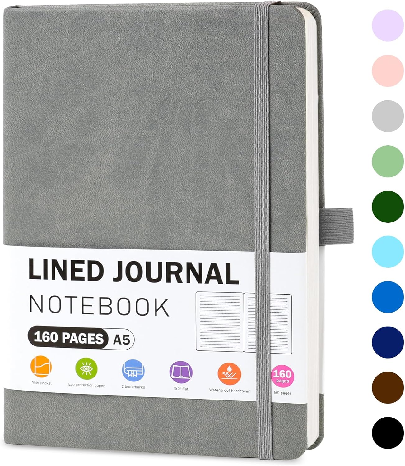 EOOUT Lined Journal Notebook for Women Men, 5.7'' X 8.3