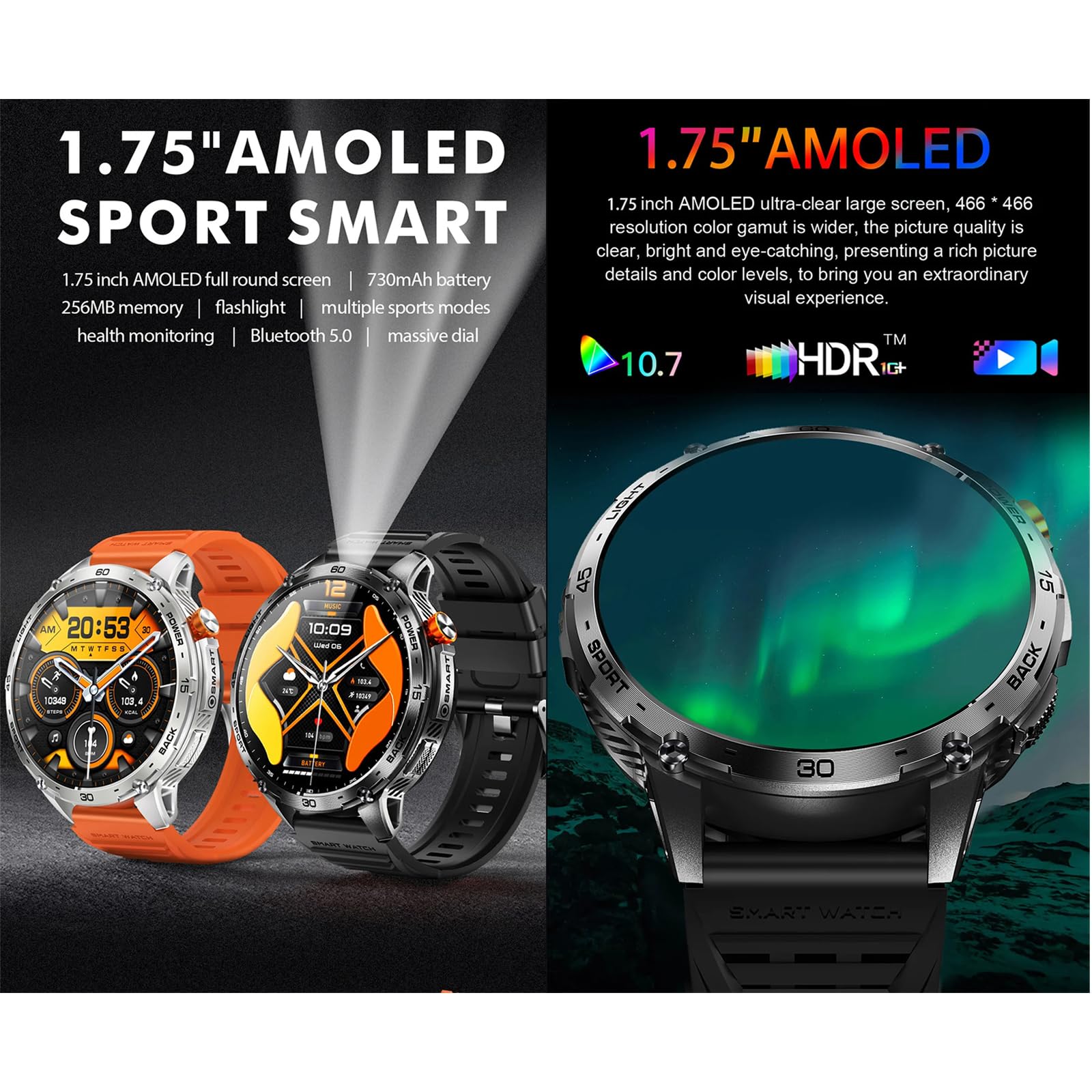 Sekoda GPS Sports Smartwatch per il Monitoraggio Dell'attività Fisica (Rosso)
