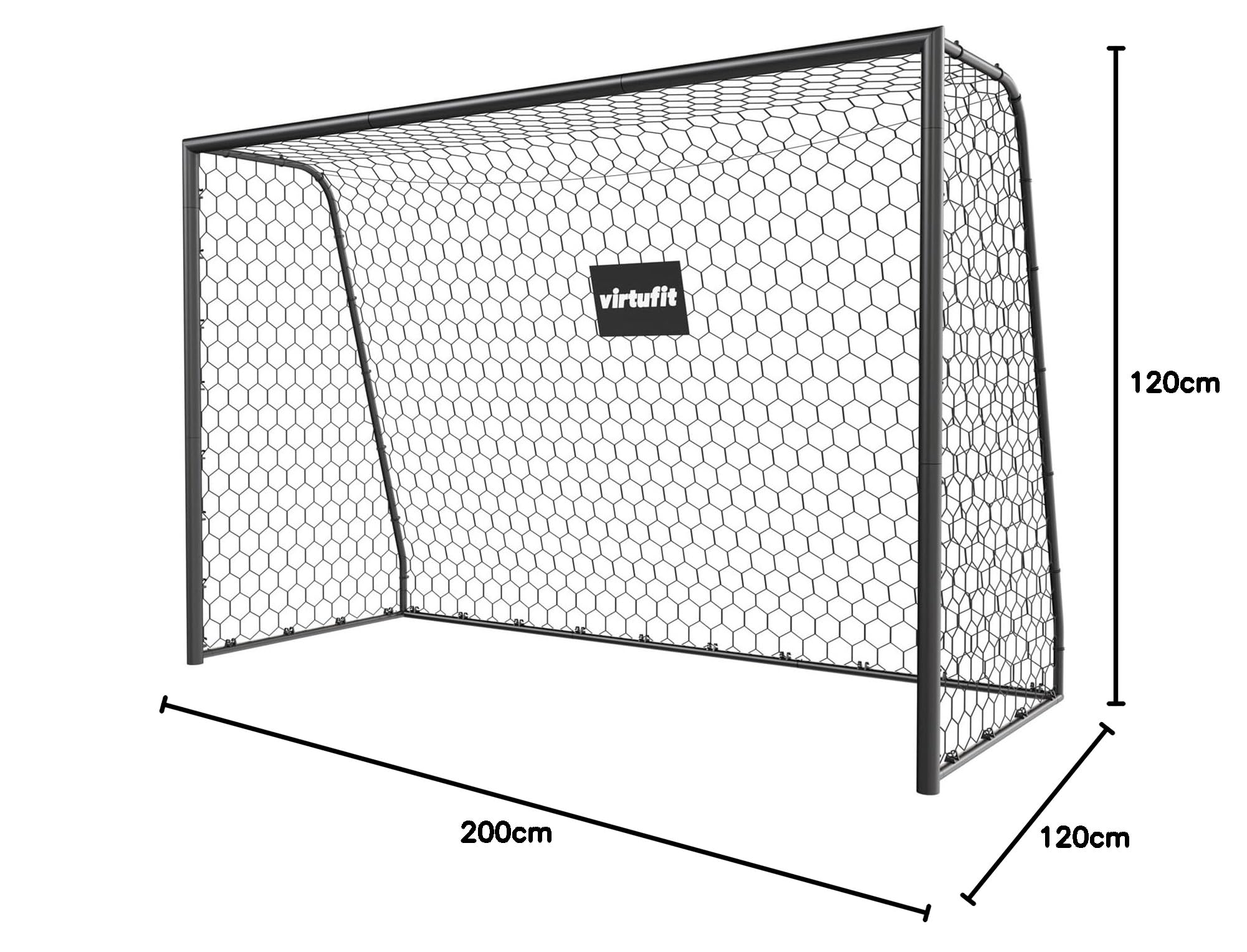 VirtuFit Scopo da calcio premium 300x200x120 cm, gabbia calcio stabile acciaio resistente intemperie rete ancoraggi terra