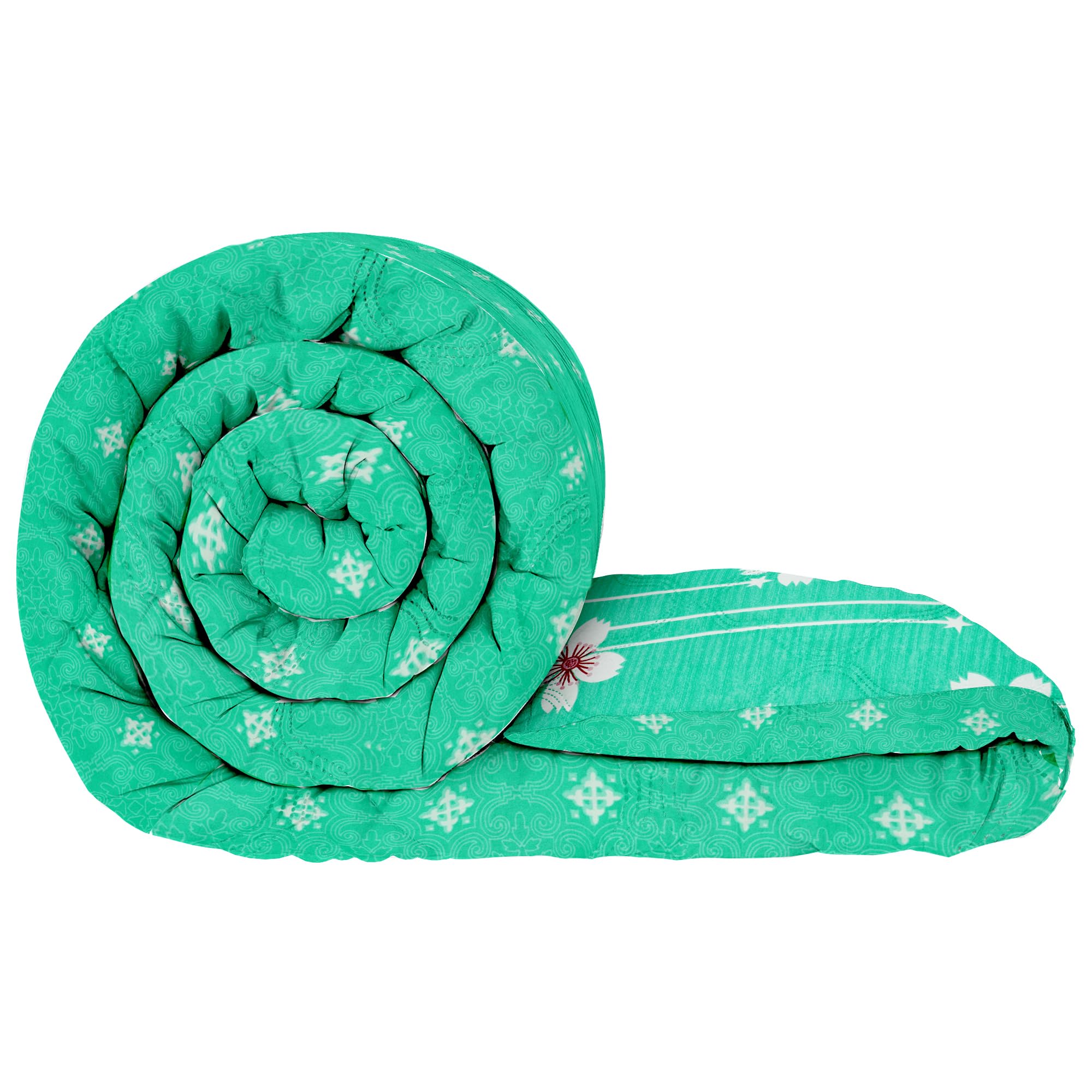Single Bed Comforter | Microfiber Comforter Single Bed | 180GSM 150x225 cm | Ocean Green, Motif Pattern | Ac Blanket Single Bed Dohar | Quilt | Duvet | Home Items, Bedroom Decoration Items-image-8
