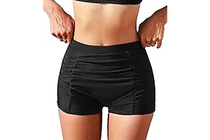Women's High Waisted Tummy Control Ruched CUPSHE Shorts Bikini Bottoms