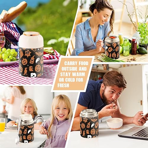 Miniatura 7 de Halloween Design Kids Womens Lunch Insulated Jar with Spoon 17oz500ml Food Containers For Hot Food Stainless Steel Vacuum Wide Mouth Flask Insulated